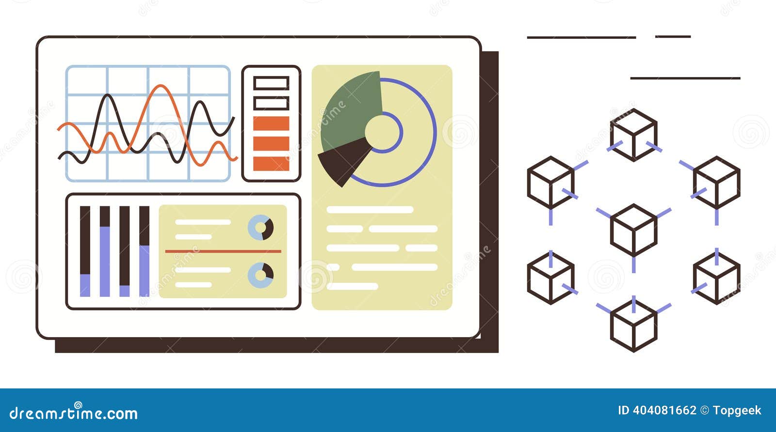 Data Dashboard with Analytics and Blockchain Network Visualization for  Technology Concepts Stock Vector - Illustration of report, metaphor:  404081662