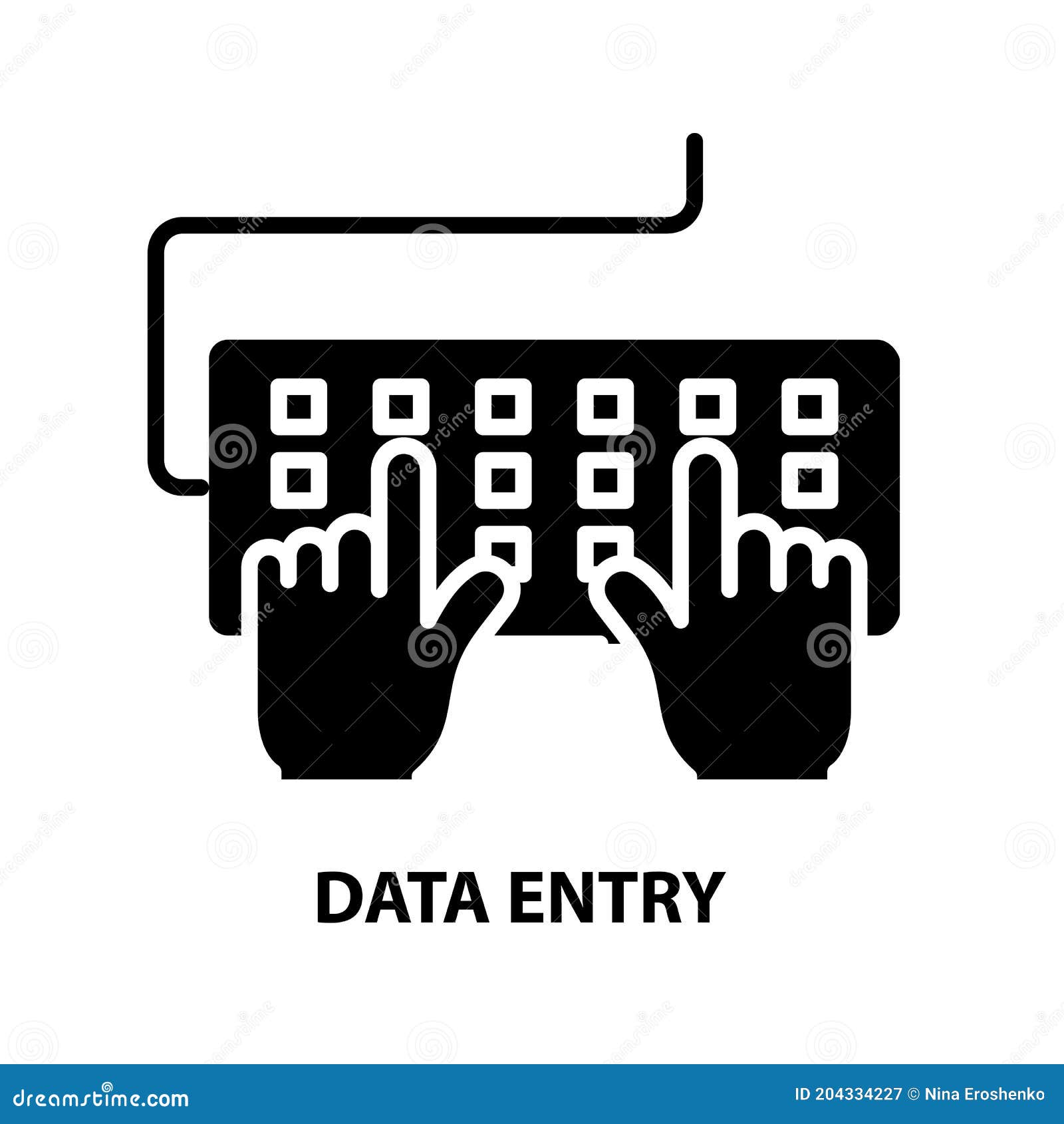 data entry icon, black  sign with  strokes, concept 