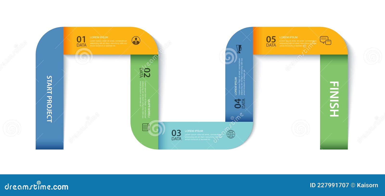 5 Data Infographics Timeline Tab Paper Index Template. Vector ...