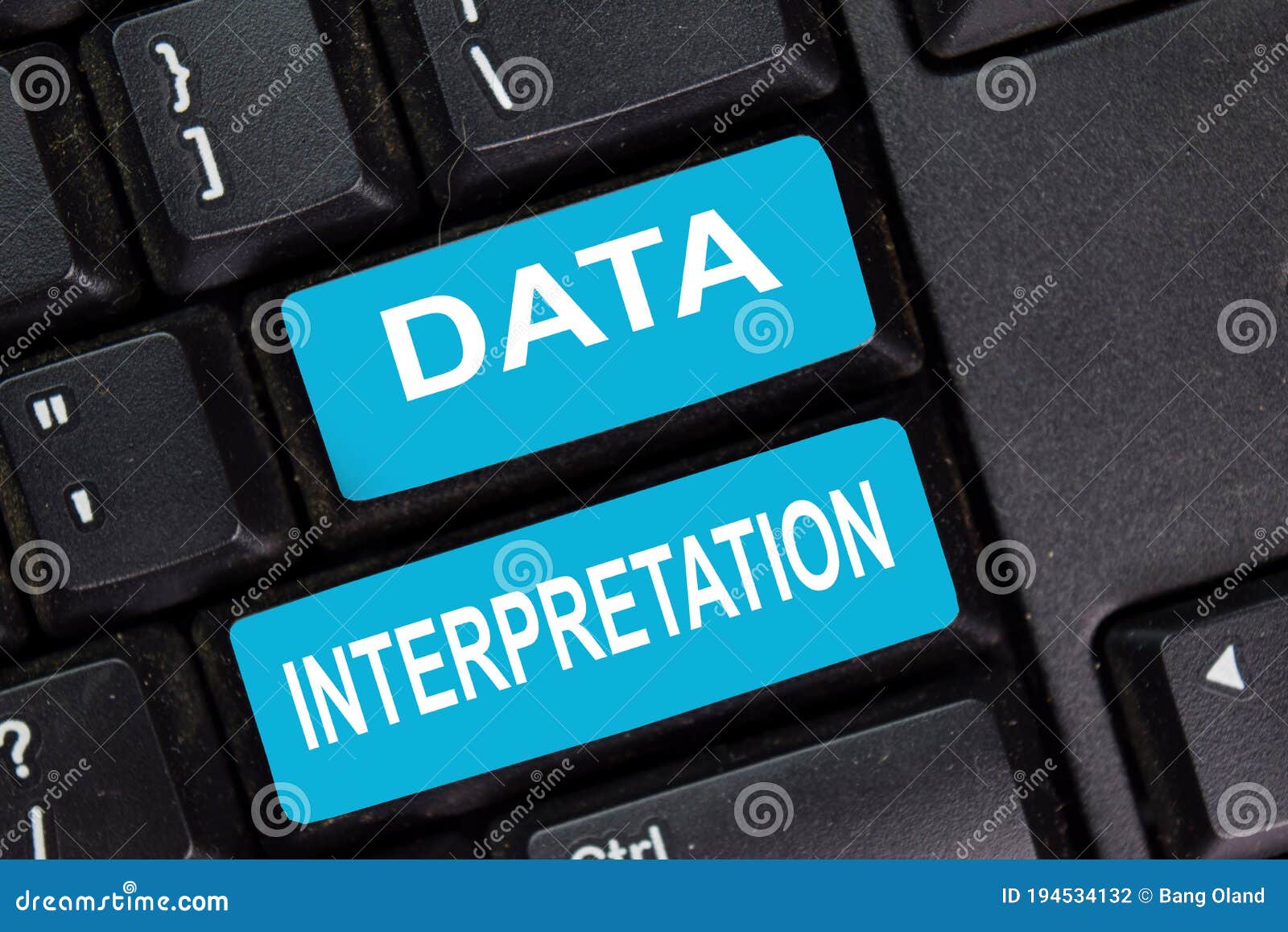 data interpretation on keyboard  on laptop background