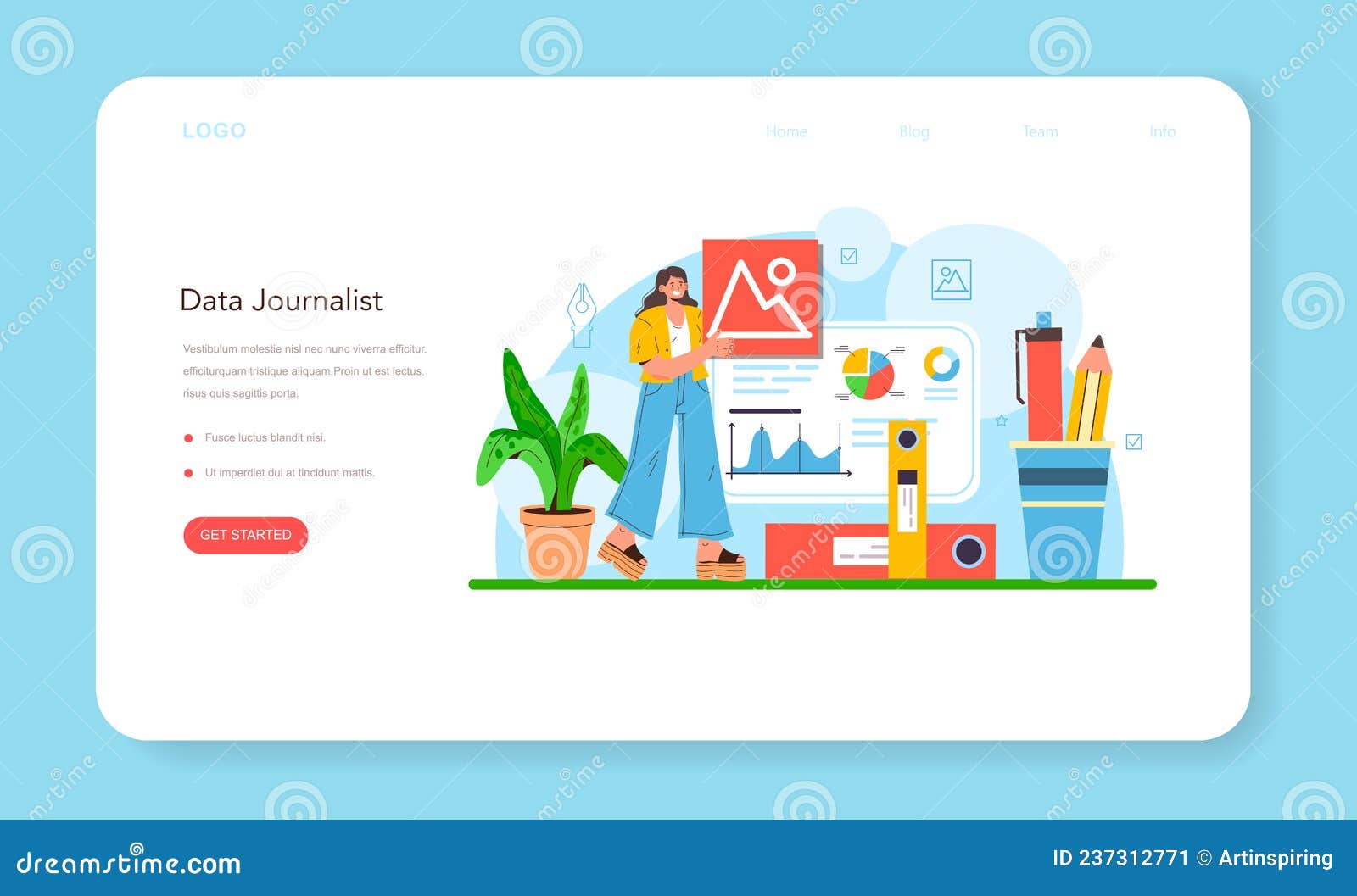 data journalism or data-driven journalism web banner or landing page