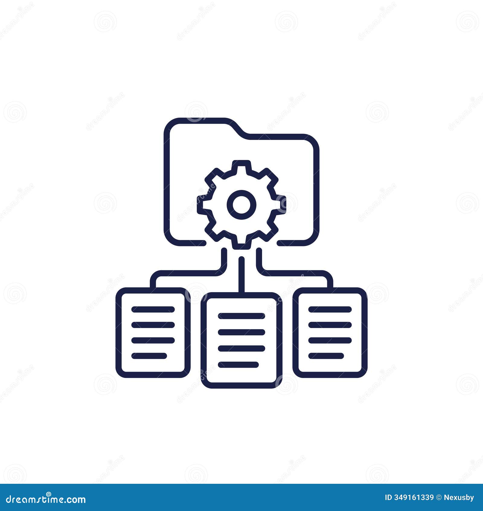 data management line icon, manage documents 