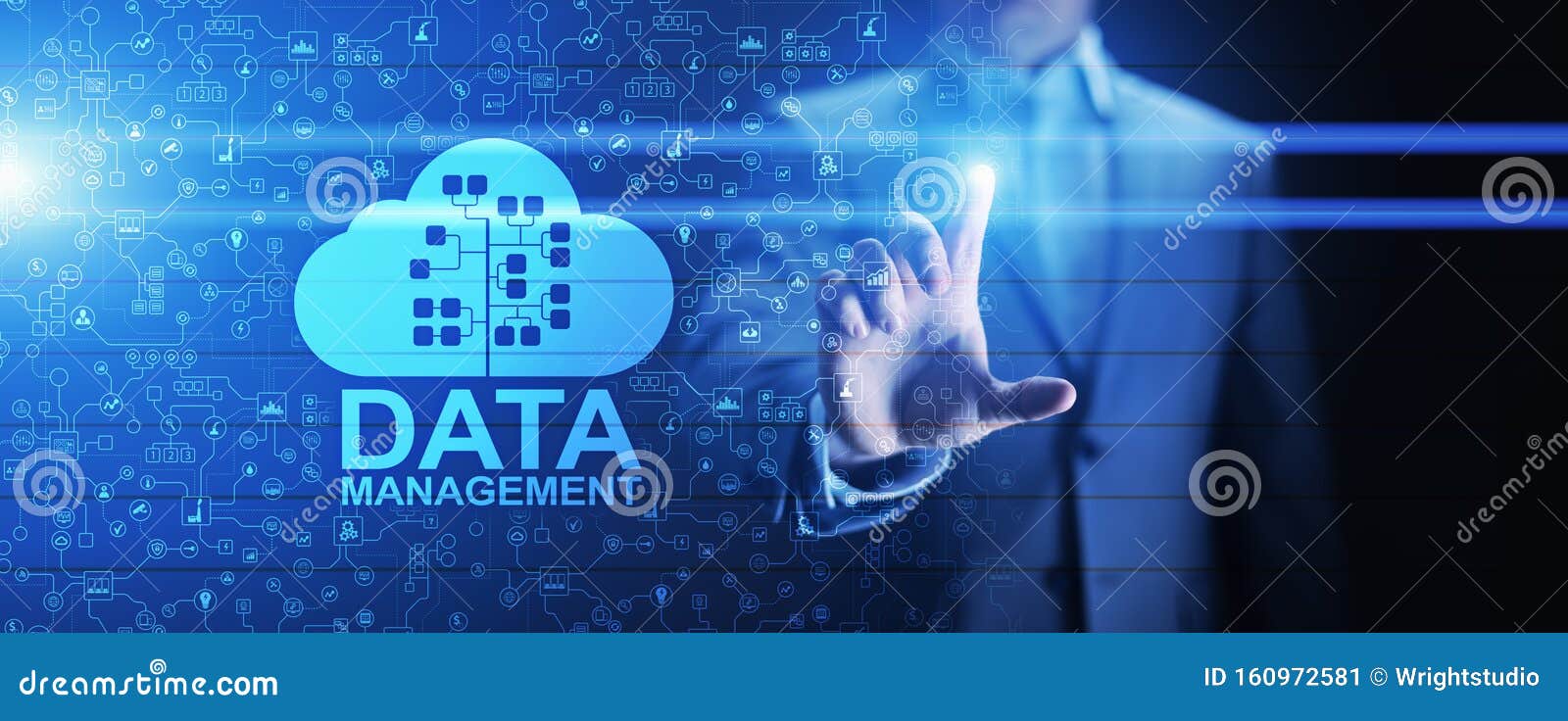 data management system, cloud technology, internet and business concept.