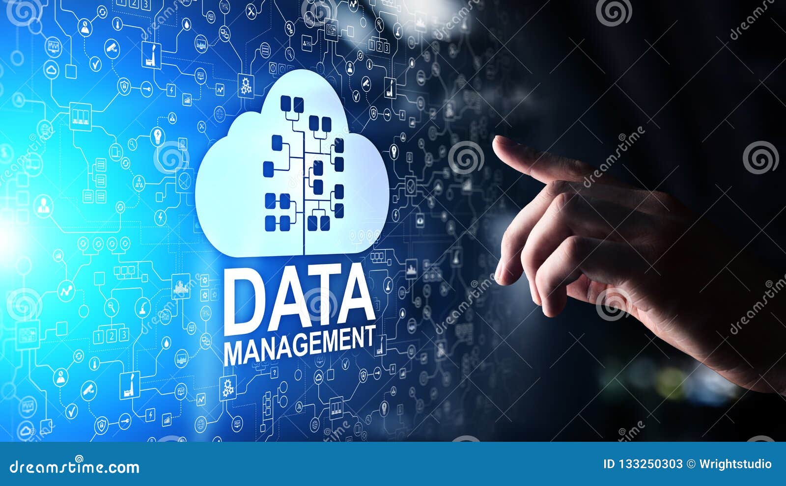 data management system, cloud technology, internet and business concept.