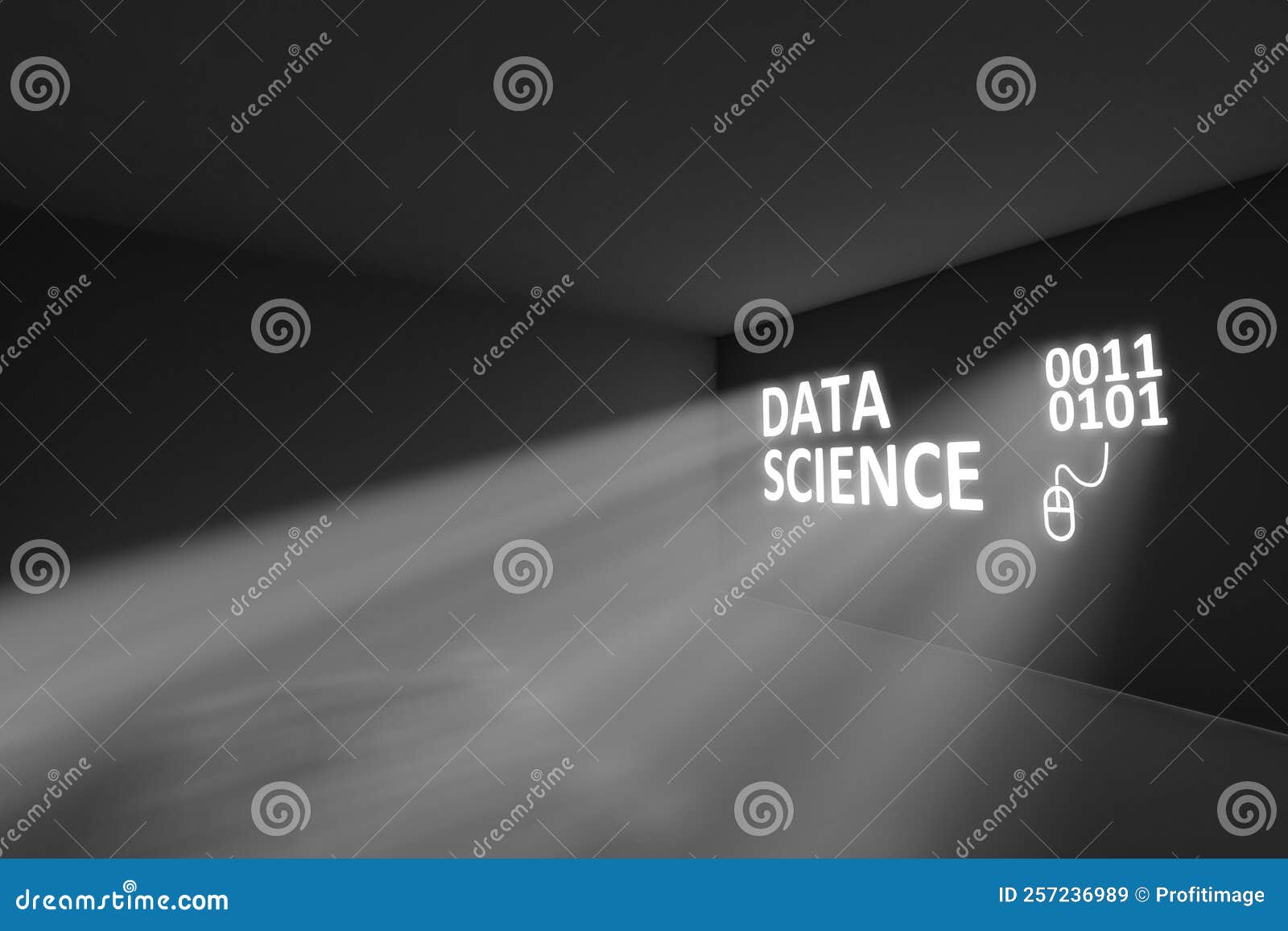 data science rays volume light concept 3d