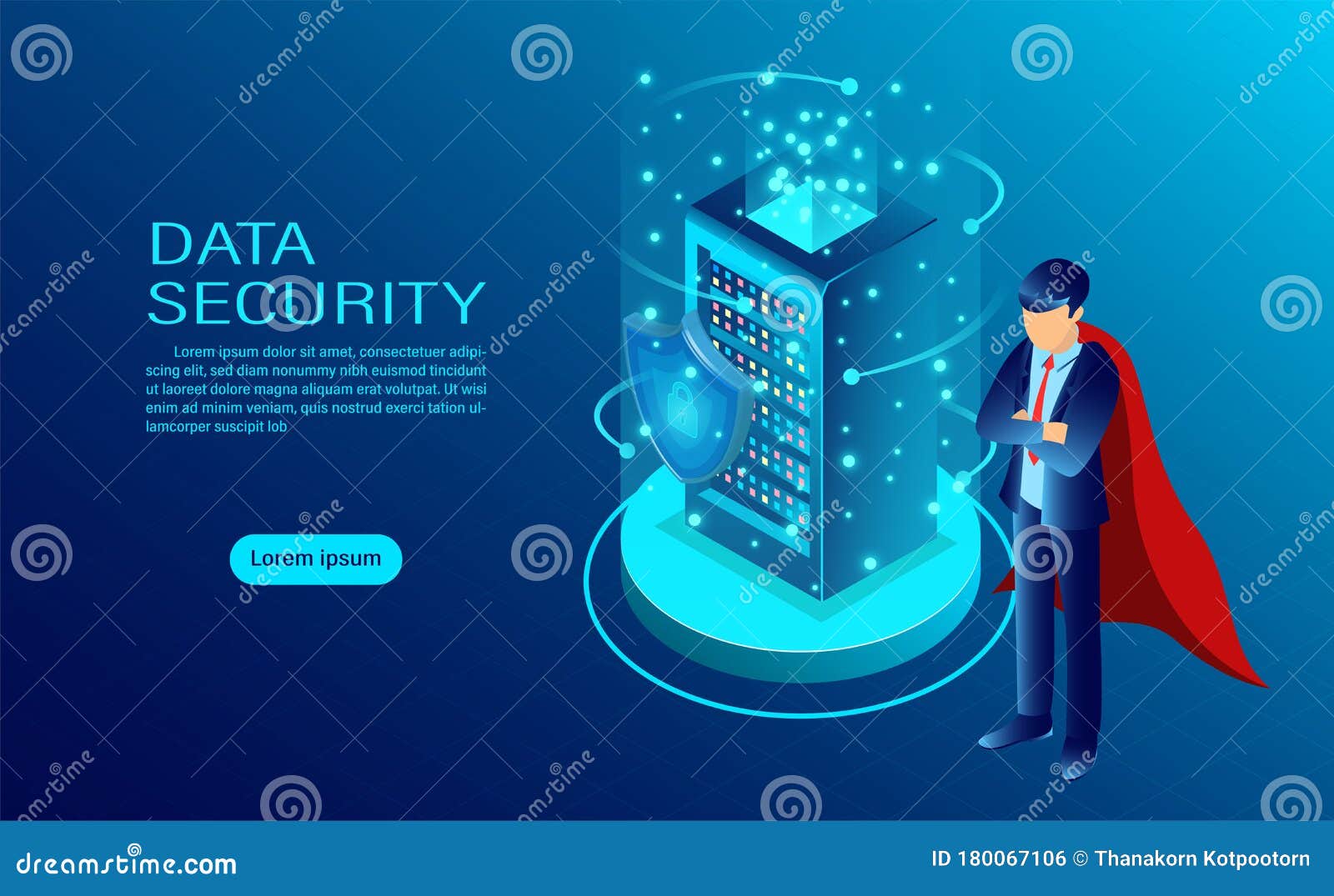 Data Security Concept Banner With Hero Protect Data And Confidentiality