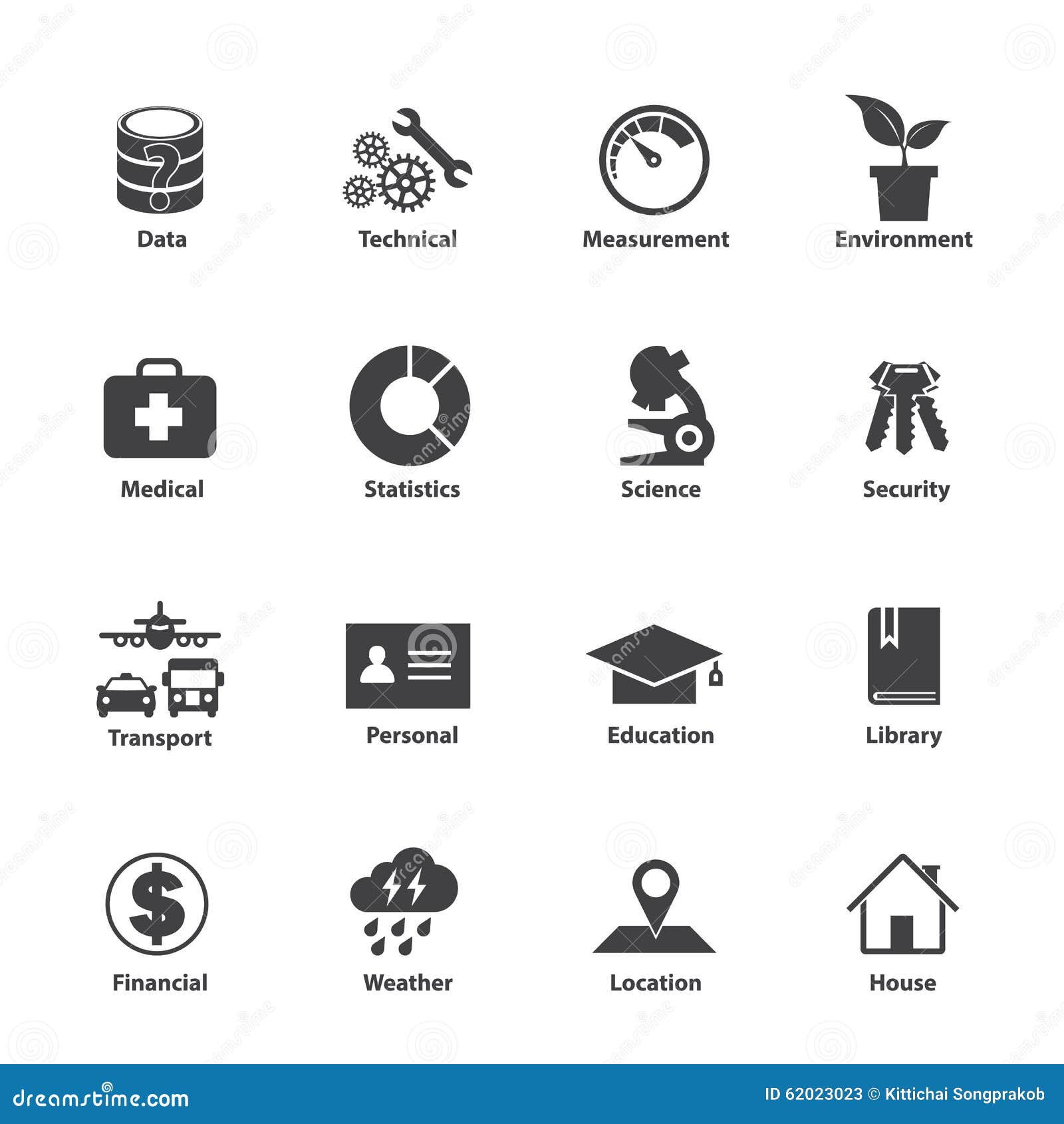 Data Type Icon Set, Different Kinds Of Data Stock Vector - Image: 62023023