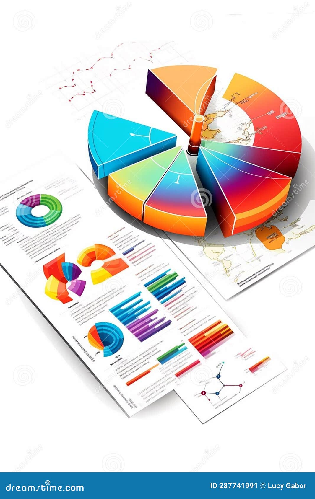 Data Visualization Charts Diagrams, Vibrantly Illustration with White ...