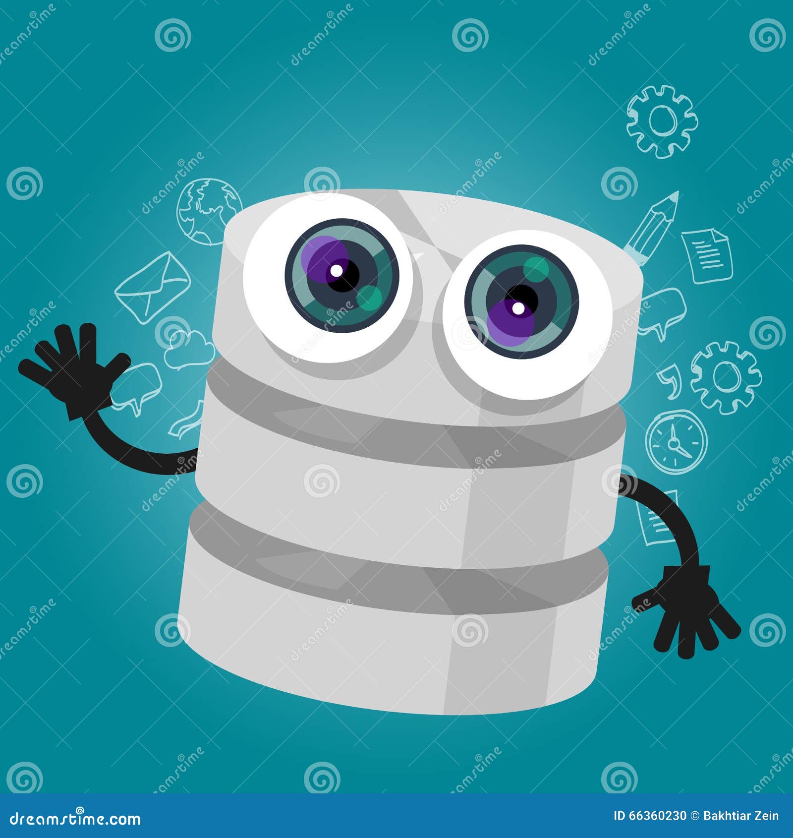 Database Big Data Storage Cartoon Hands Eyes Mascot Cute Funny Smile Tech  Object Vector Stock Vector - Illustration of computer, character: 66360230