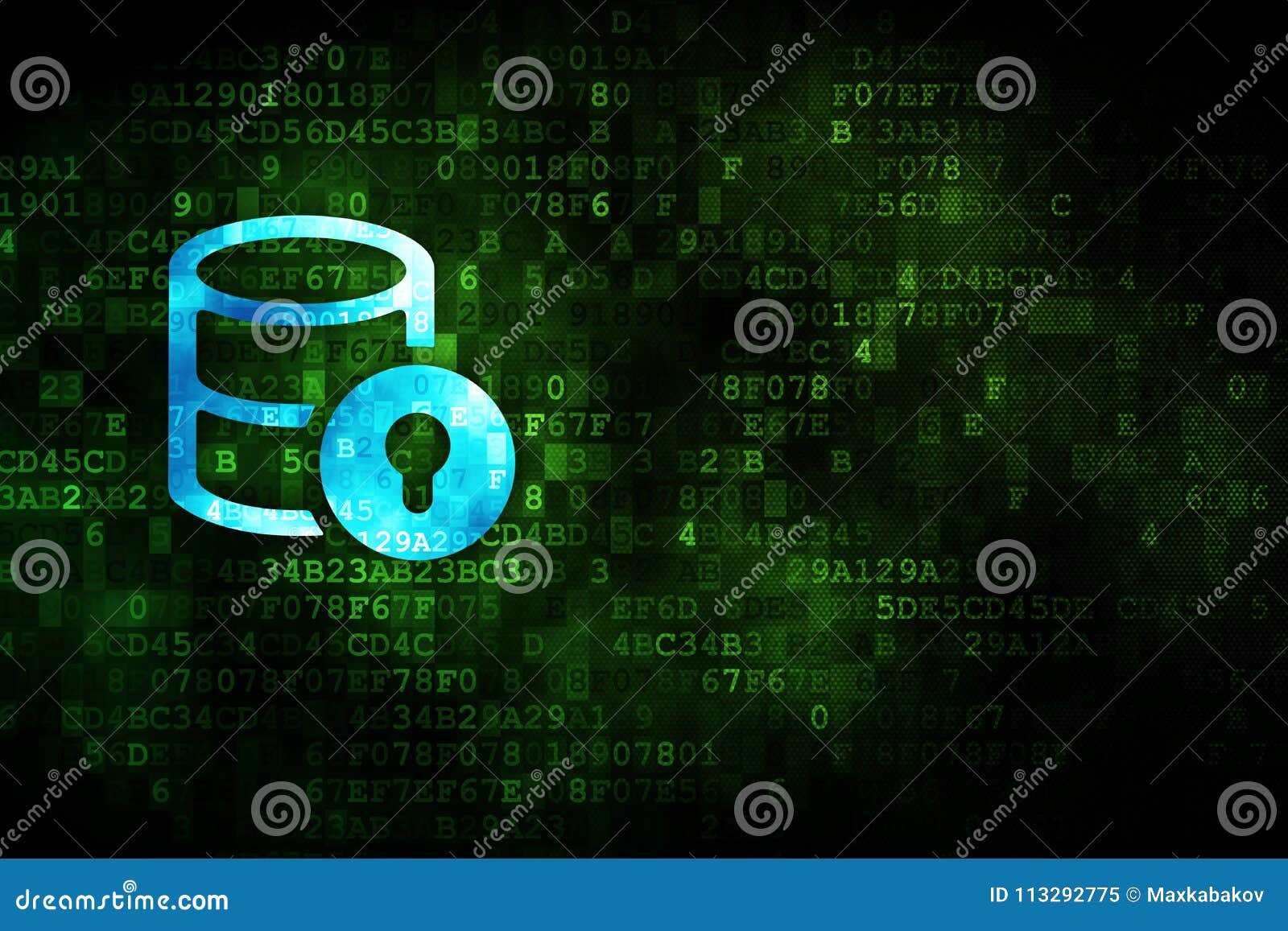 Database Concept: Database with Lock on Digital Background Stock