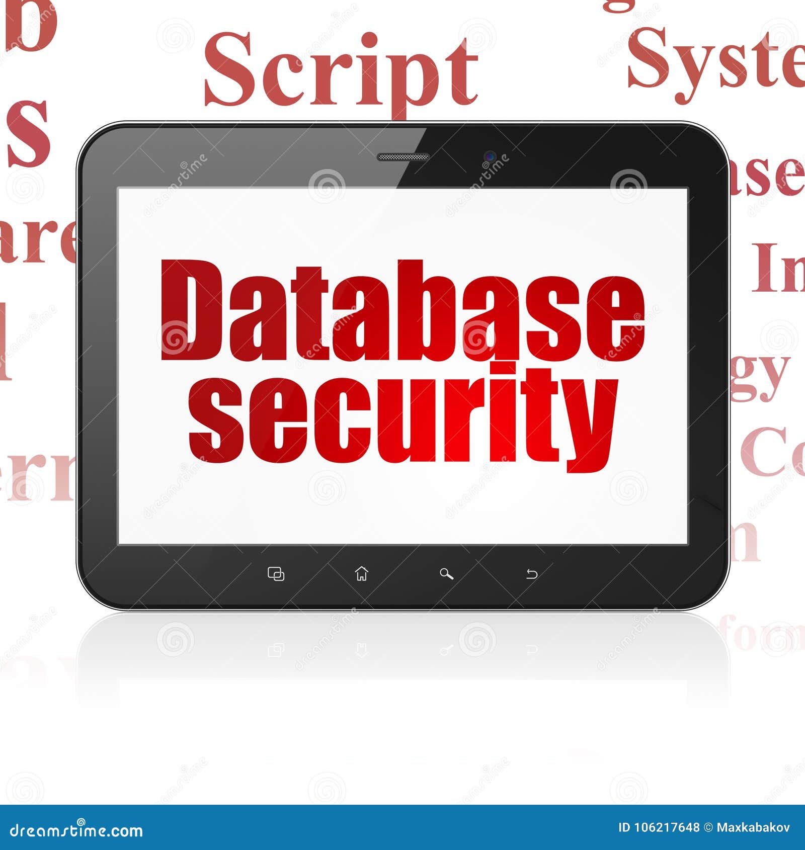 Database Concept Tablet Computer with Database Security on Display Stock Illustration