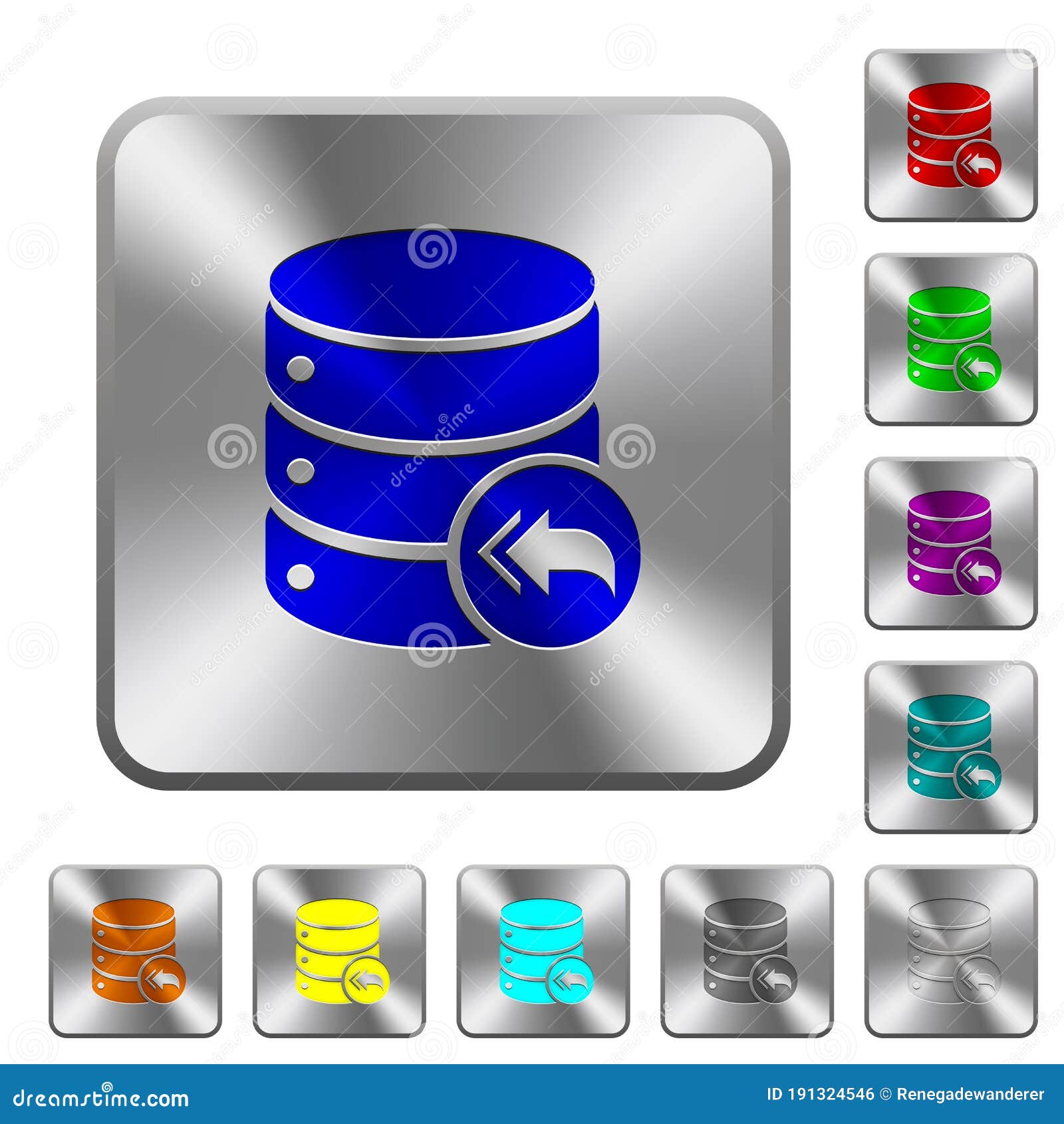 database loopback rounded square steel buttons