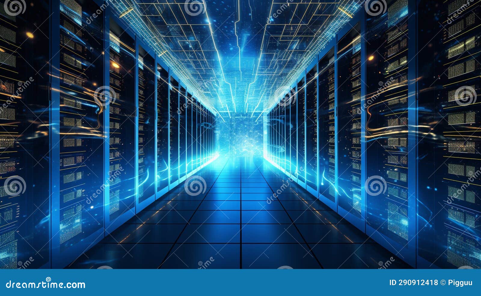 Database Server. Super Computer Stores Big Data Digital Information. Hi