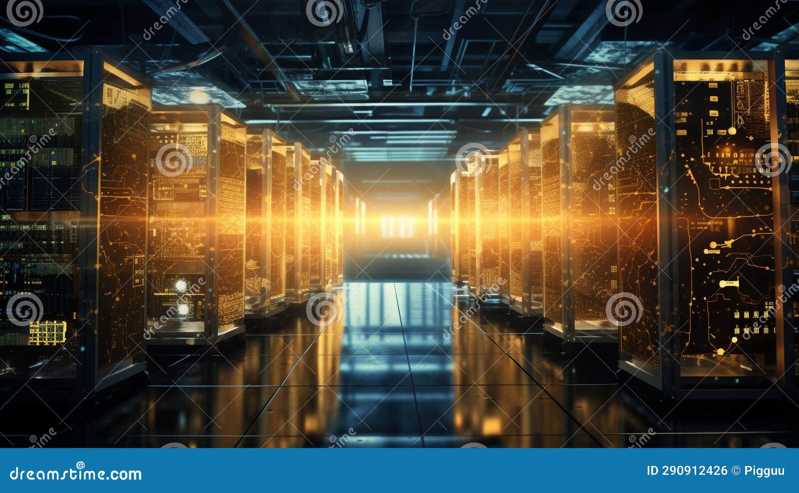 Database Server. Super Computer Stores Big Data Digital Information. Hi
