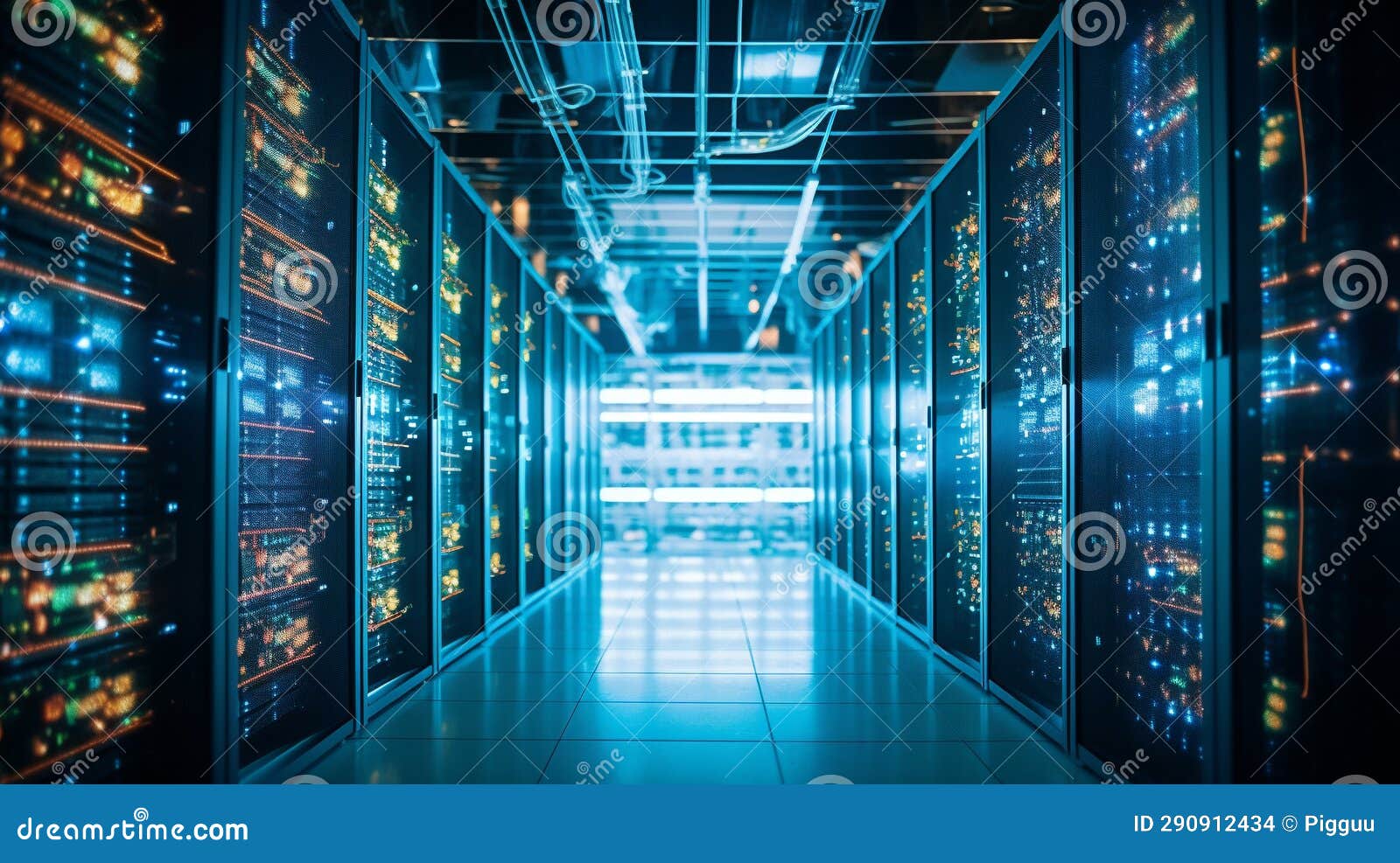 Database Server. Super Computer Stores Big Data Digital Information. Hi