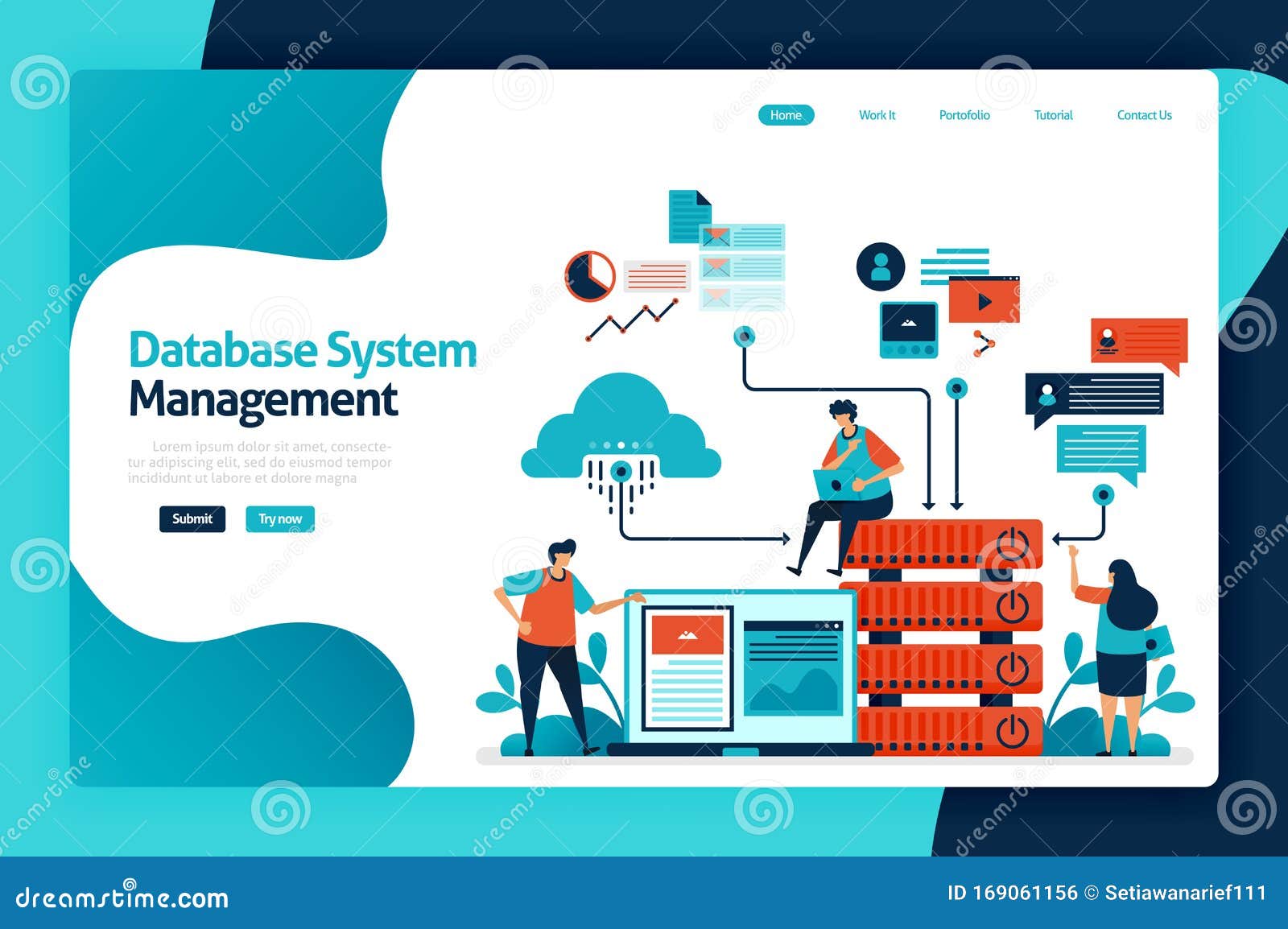 Database System Management Landing Page Design. Manage, Control and