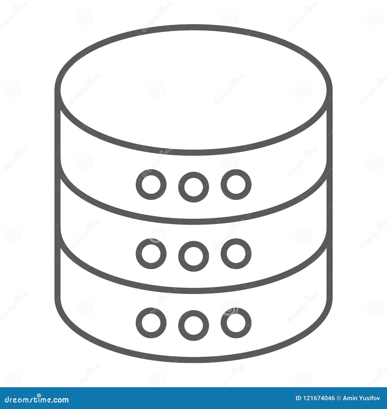 Database Thin Line Icon, Data and Analytics Stock Vector Illustration