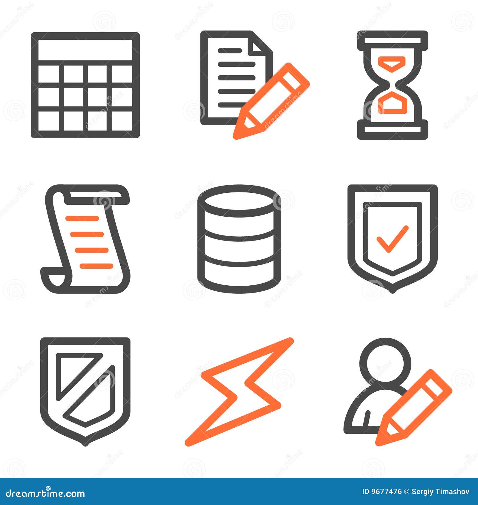 Download Database Web Icons, Orange And Gray Contour Series Stock Vector - Illustration of grey, safe ...