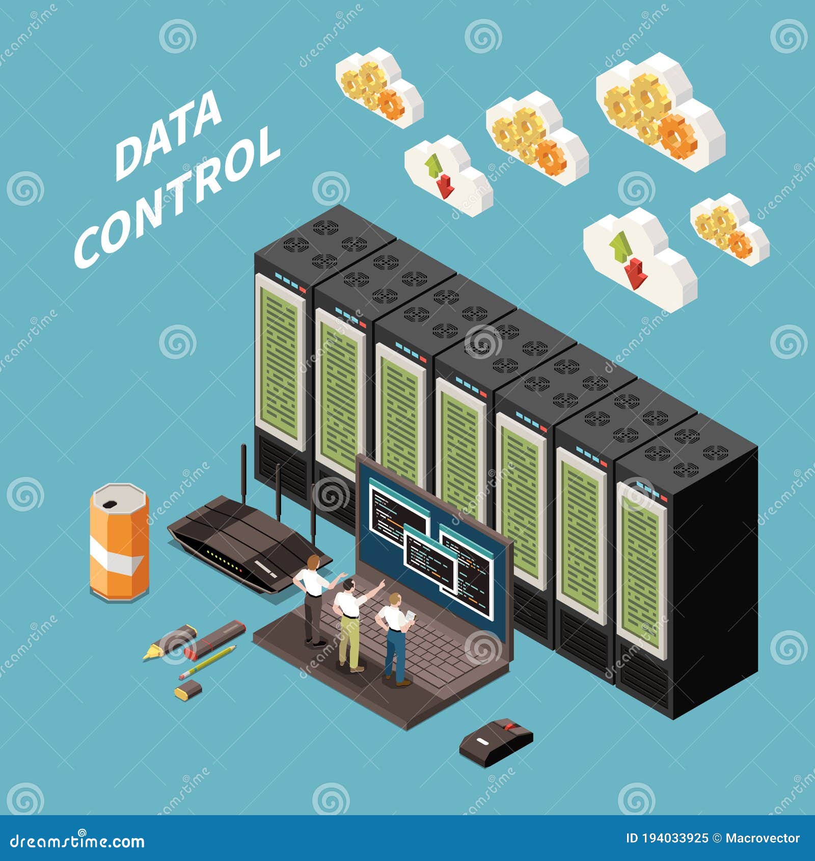 datacenter isometric colored concept