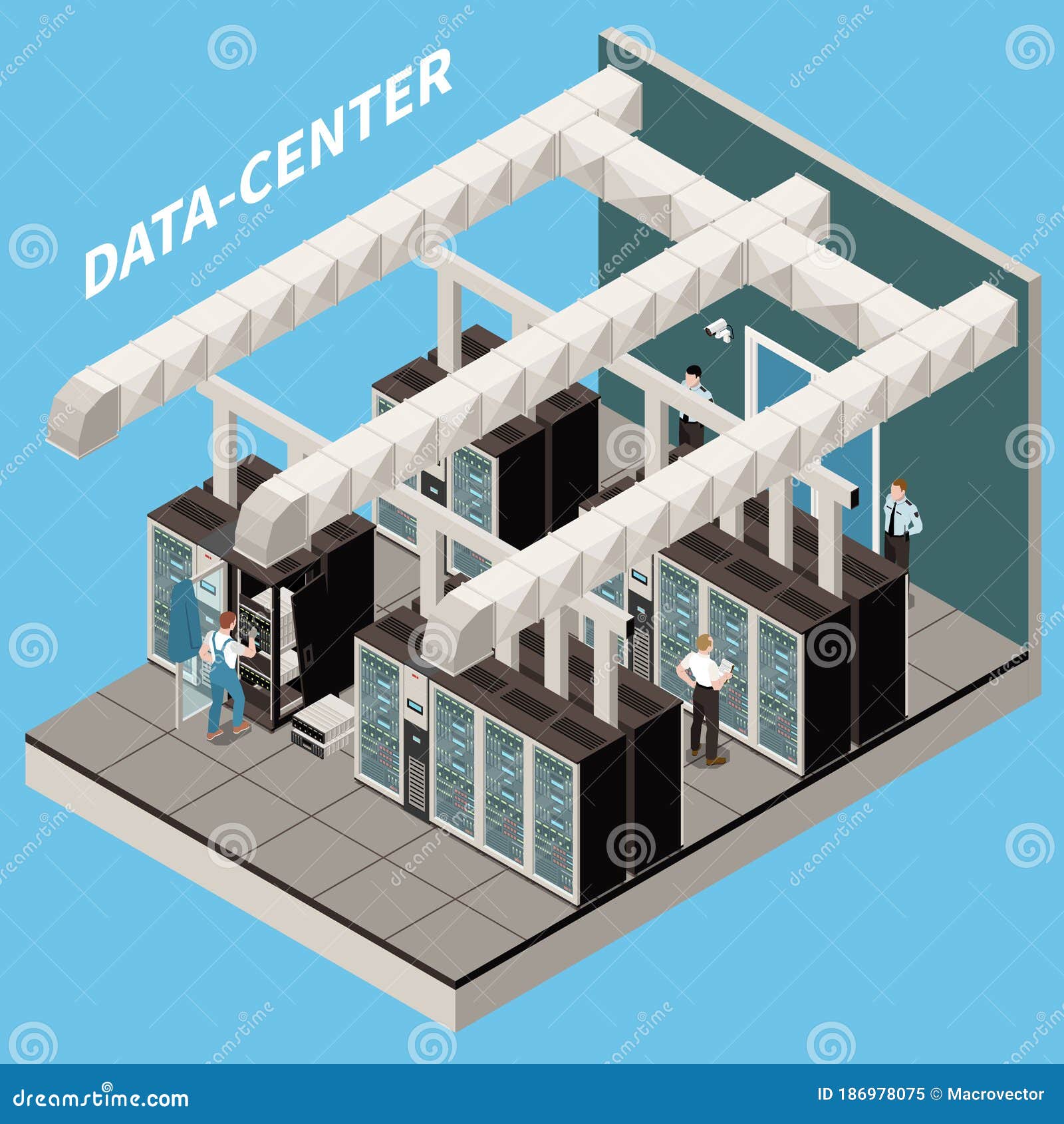 datacenter isometric icon set