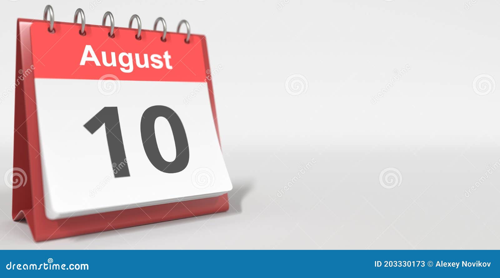 August 10 Date Written in German on the Flip Calendar Page. 3d ...