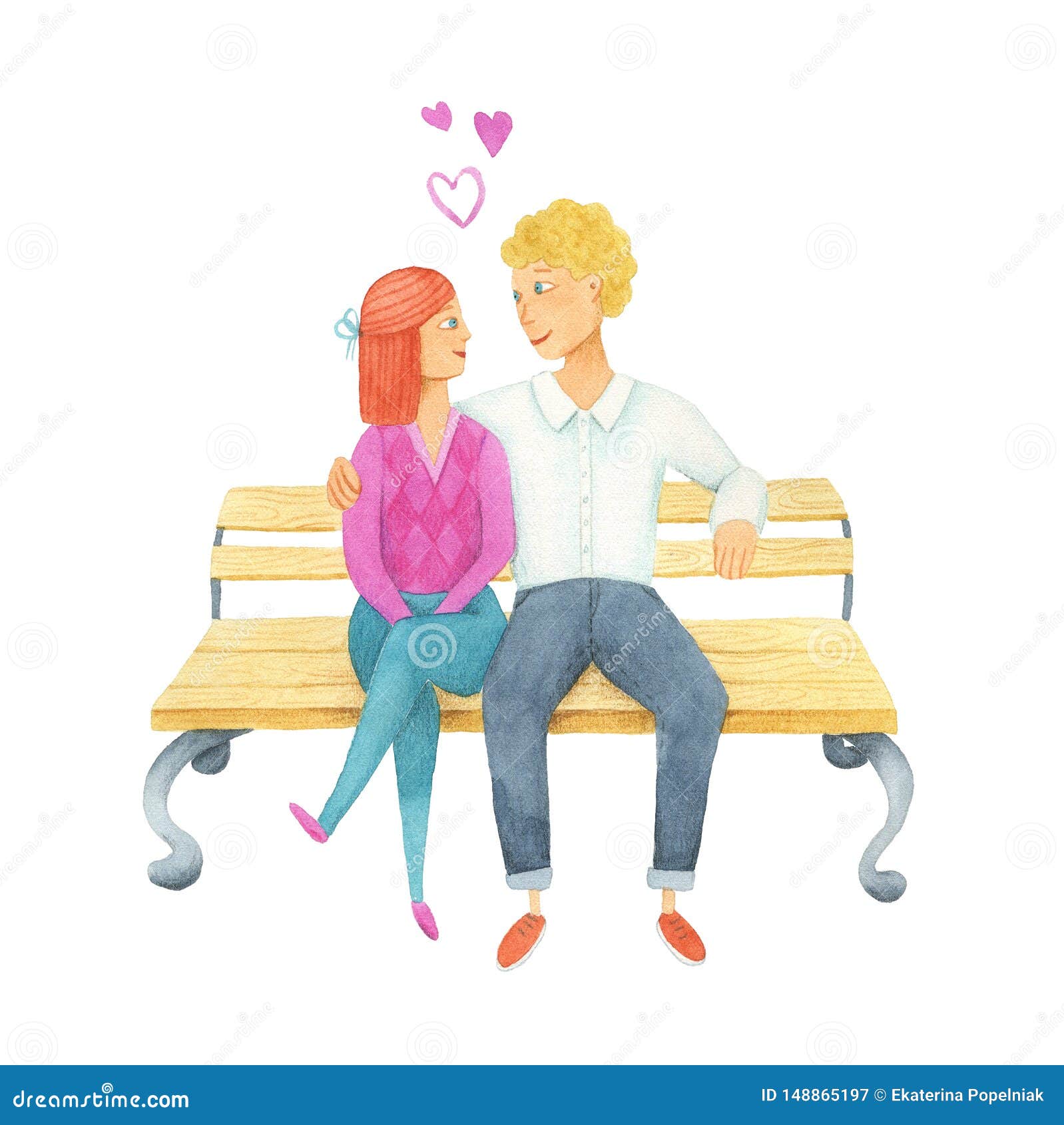 How to draw a girl and boy sitting together
