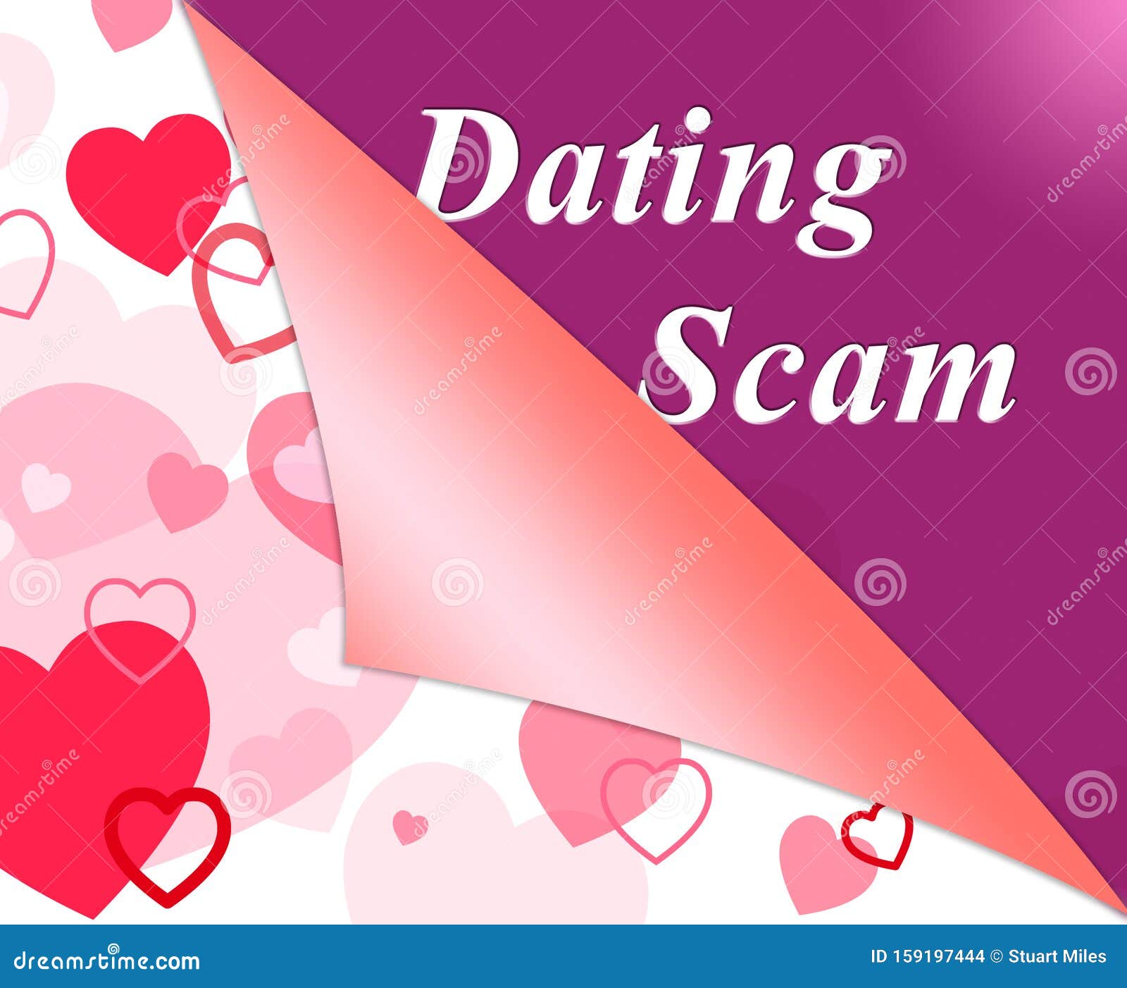 dating scam hearts depicts online romance scammer or trickster - 3d 