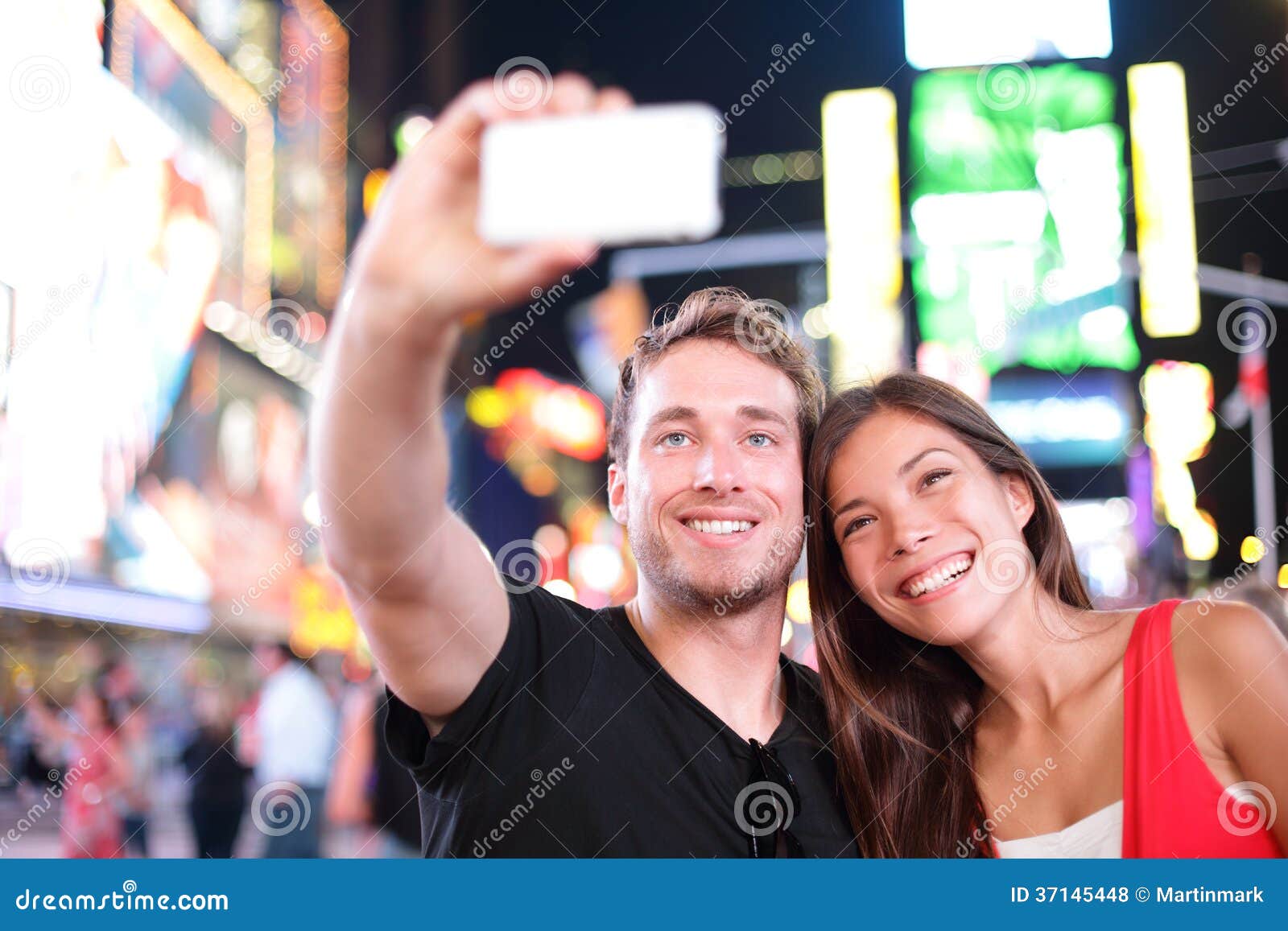 Dating Young Couple Happy in Love Taking Selfie Photo on Times ...
