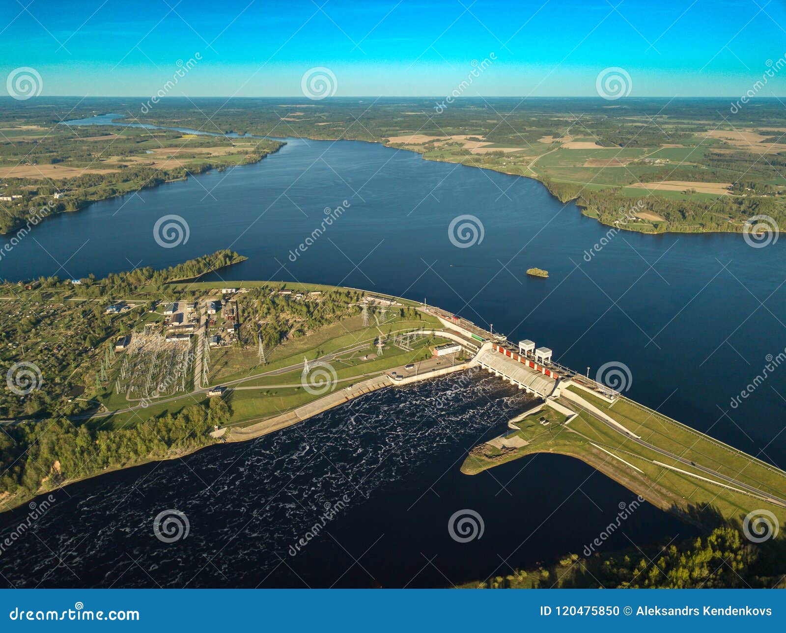 Hydroelectric Power Station in Latvia. Daugava River, Plavinas. Stock