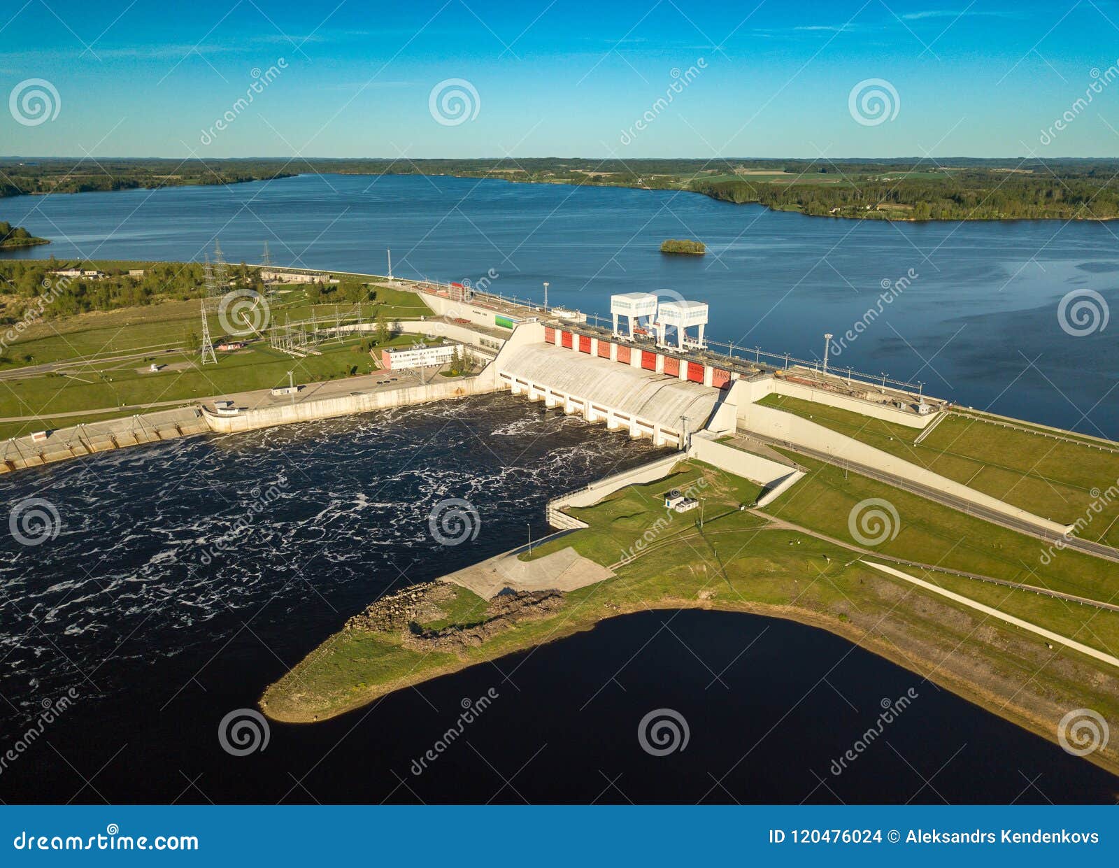 Hydroelectric Power Station in Latvia. Daugava River, Plavinas. Stock
