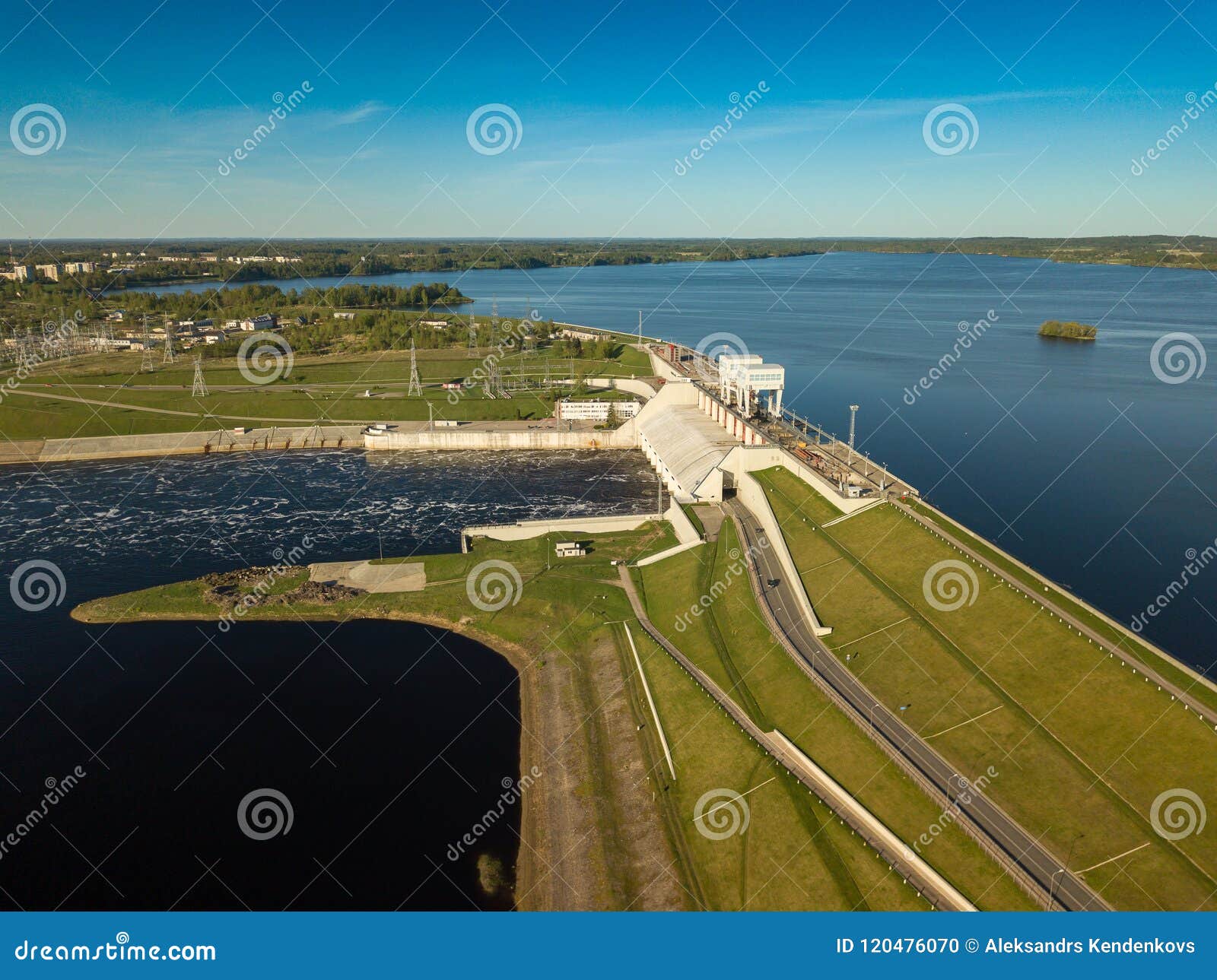 Hydroelectric Power Station in Latvia. Daugava River, Plavinas. Stock