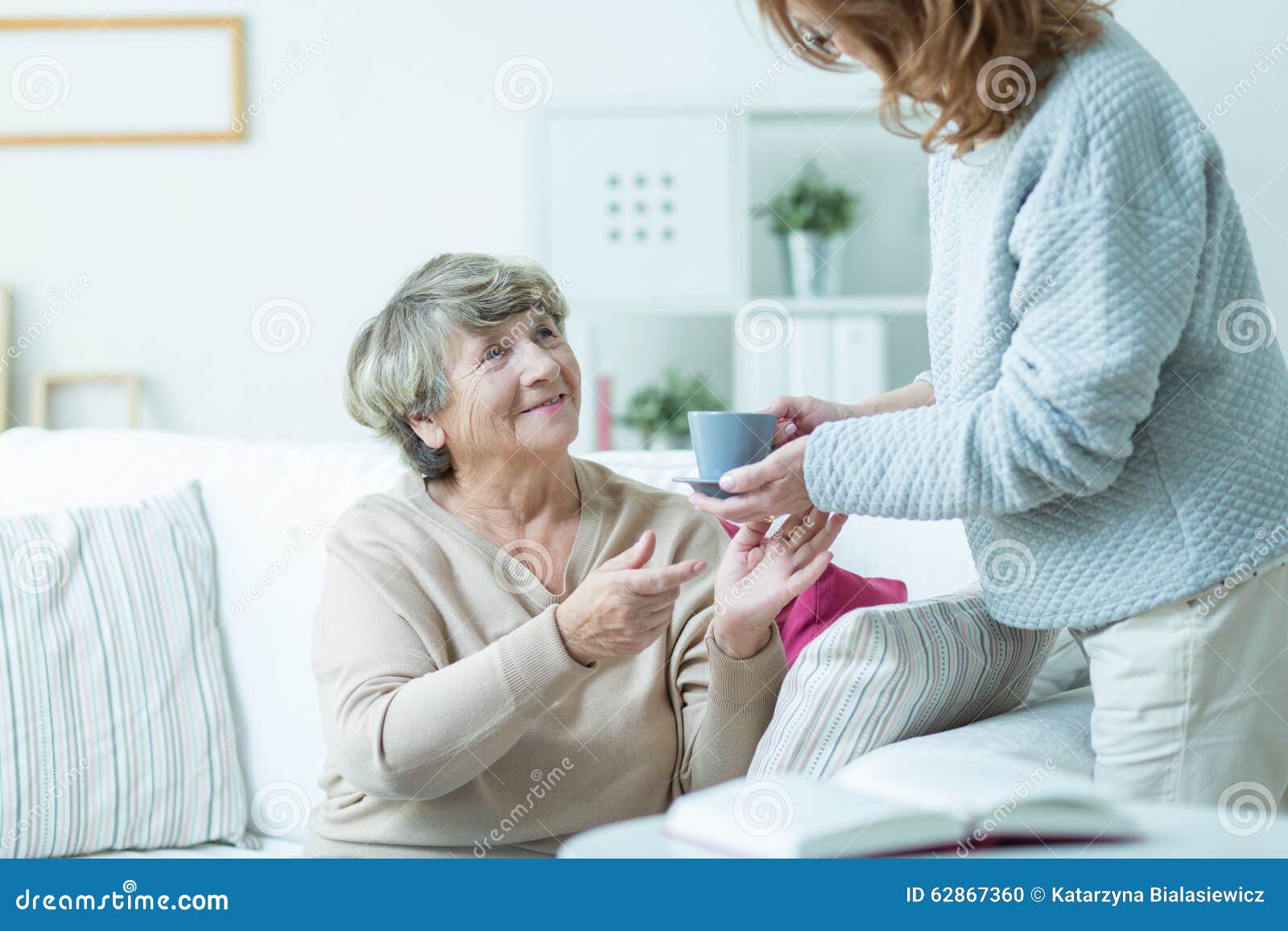 daughter caring about elder mother