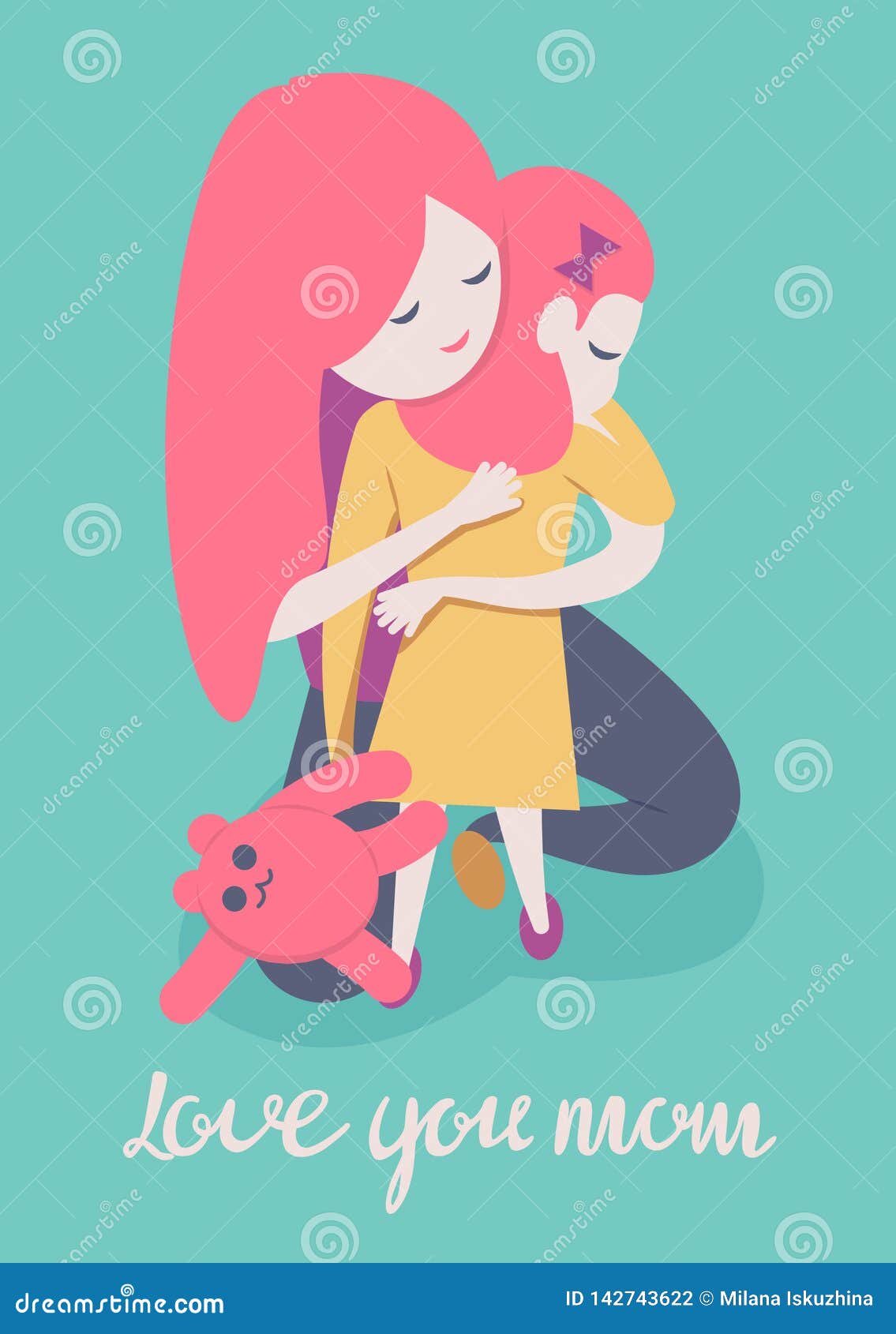 Daughter Hugging Mother. Mother S Day or Birthday Greeting Card Template on Blue Background Stock Vector - Illustration of people, happiness: 142743622 Daughter Hugging Mother. Mother S Day or Birthday Greeting Card Template on Blue Background Stock Vector - Illustration of people, happiness: 142743622
