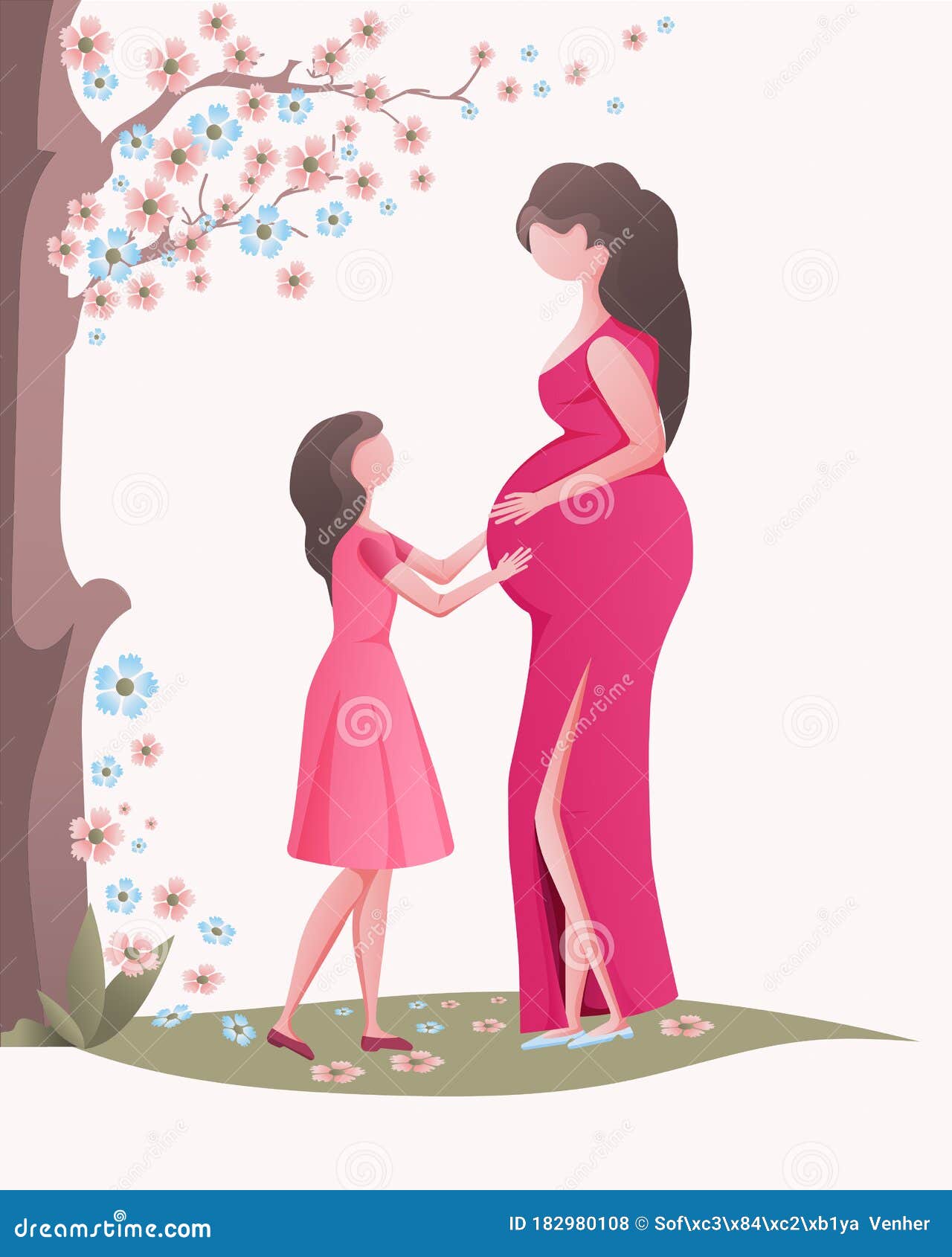 Daughter with a Pregnant Mom. Stock Vector - Illustration of daughter, offspring: 182980108 Daughter with a Pregnant Mom. Stock Vector - Illustration of daughter, offspring: 182980108