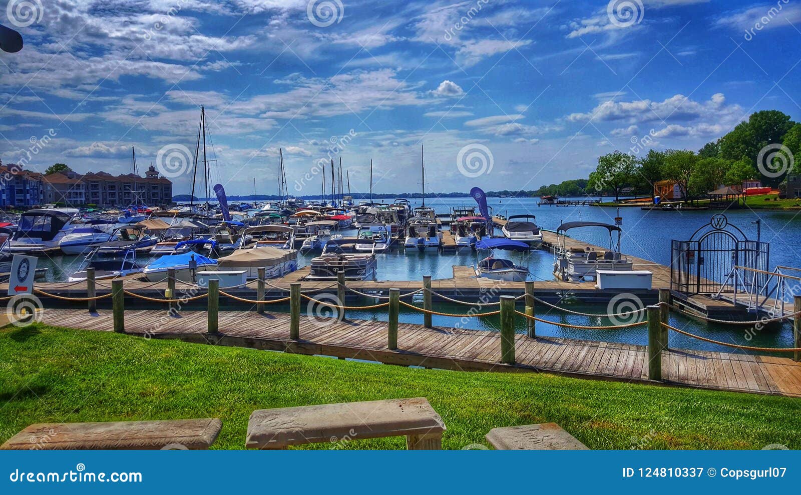 davidson marina on lake norman in davidson, nc on a beautiful summer day