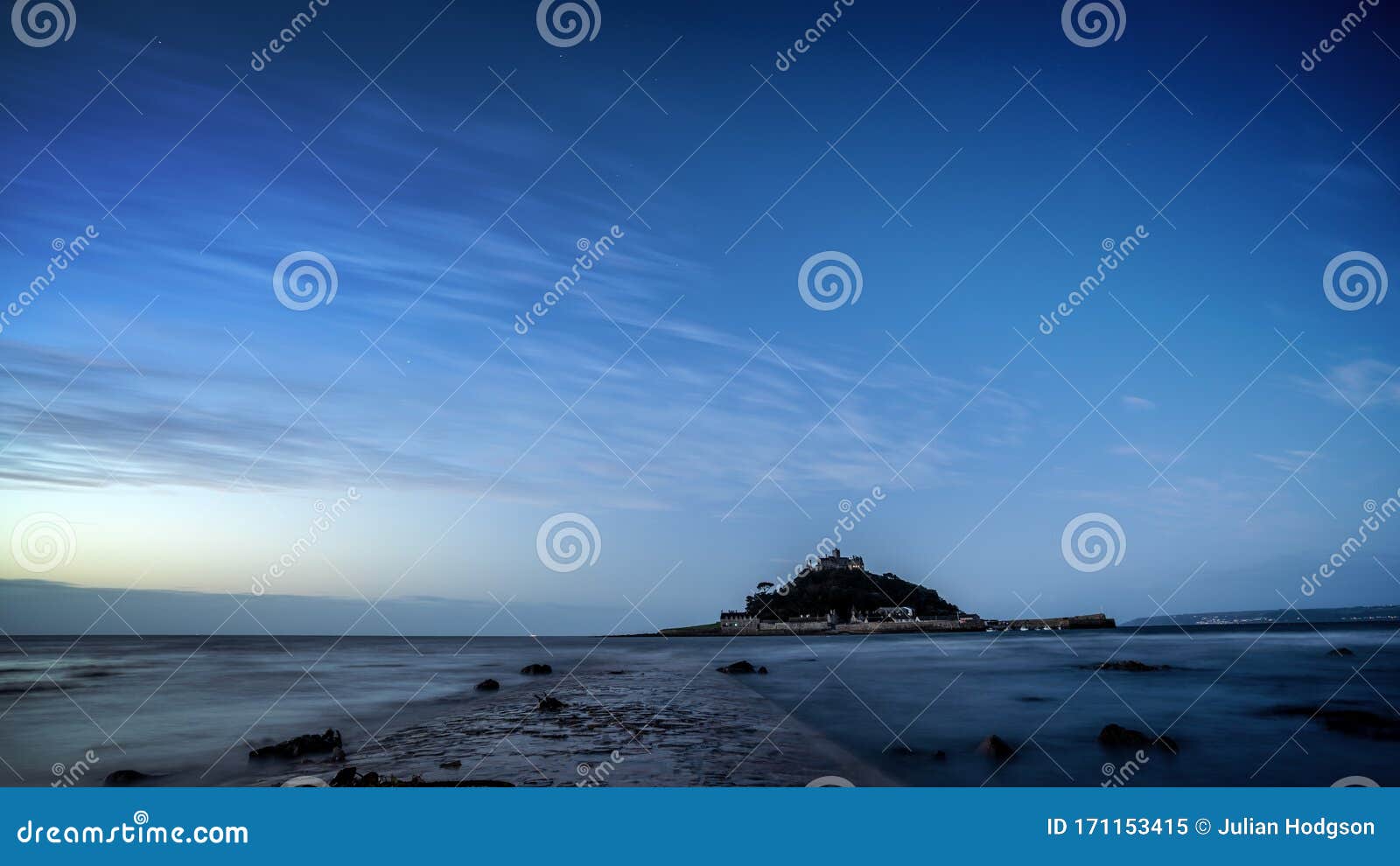 dawn breaking at st michael`s mount, mounts bay, cornwall