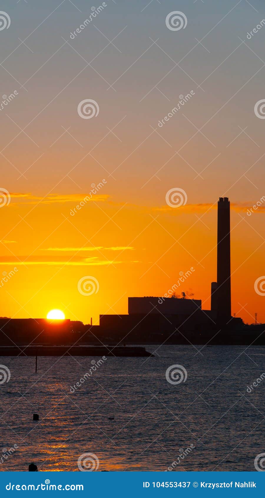 dawn at power plant. uhd vertical wallpaper