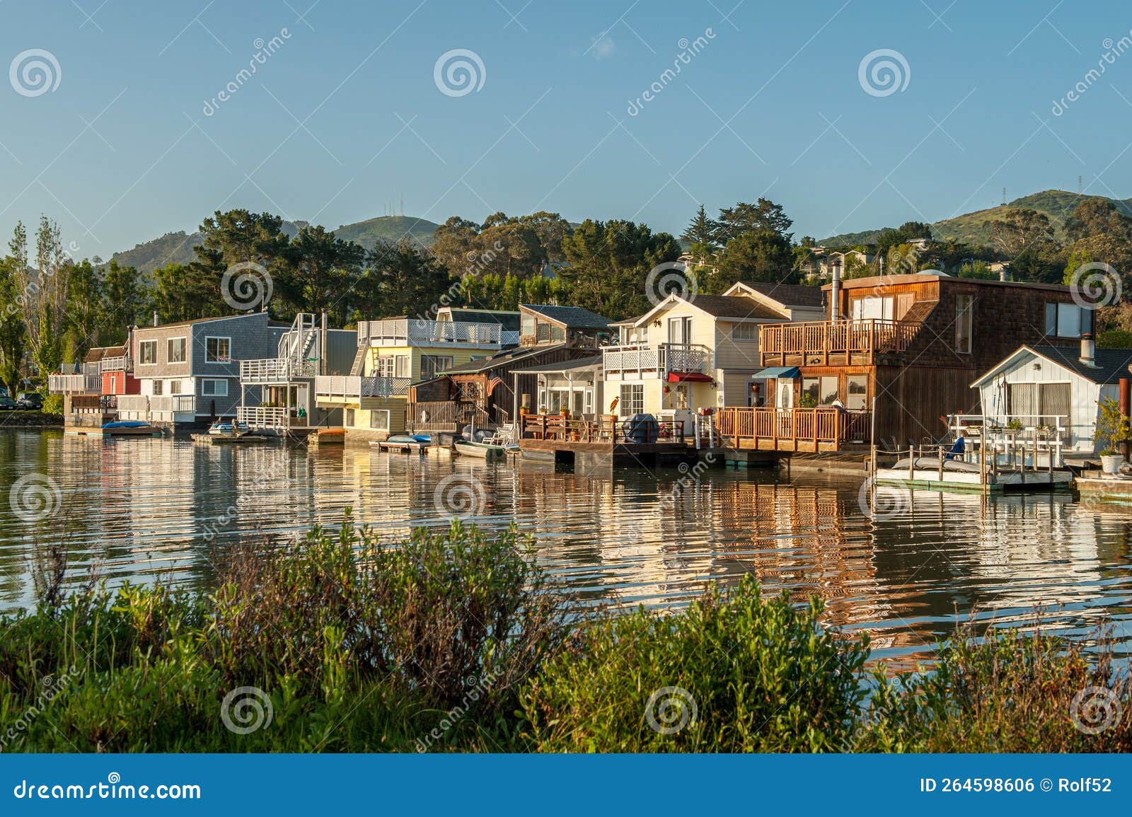 Dawn in Sausalito, CA editorial photo. Image of american - 264598606