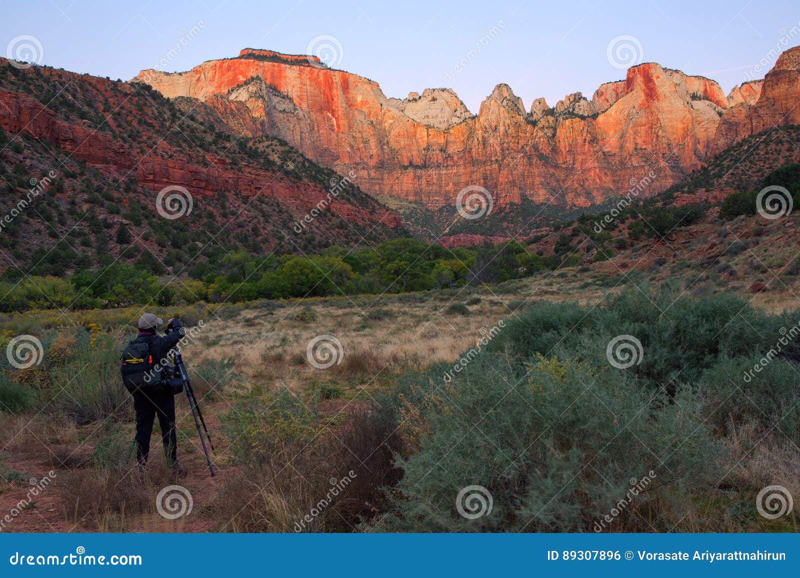 Dawn At Towers Of The Virgin Zion National Park Utah Editorial Photo