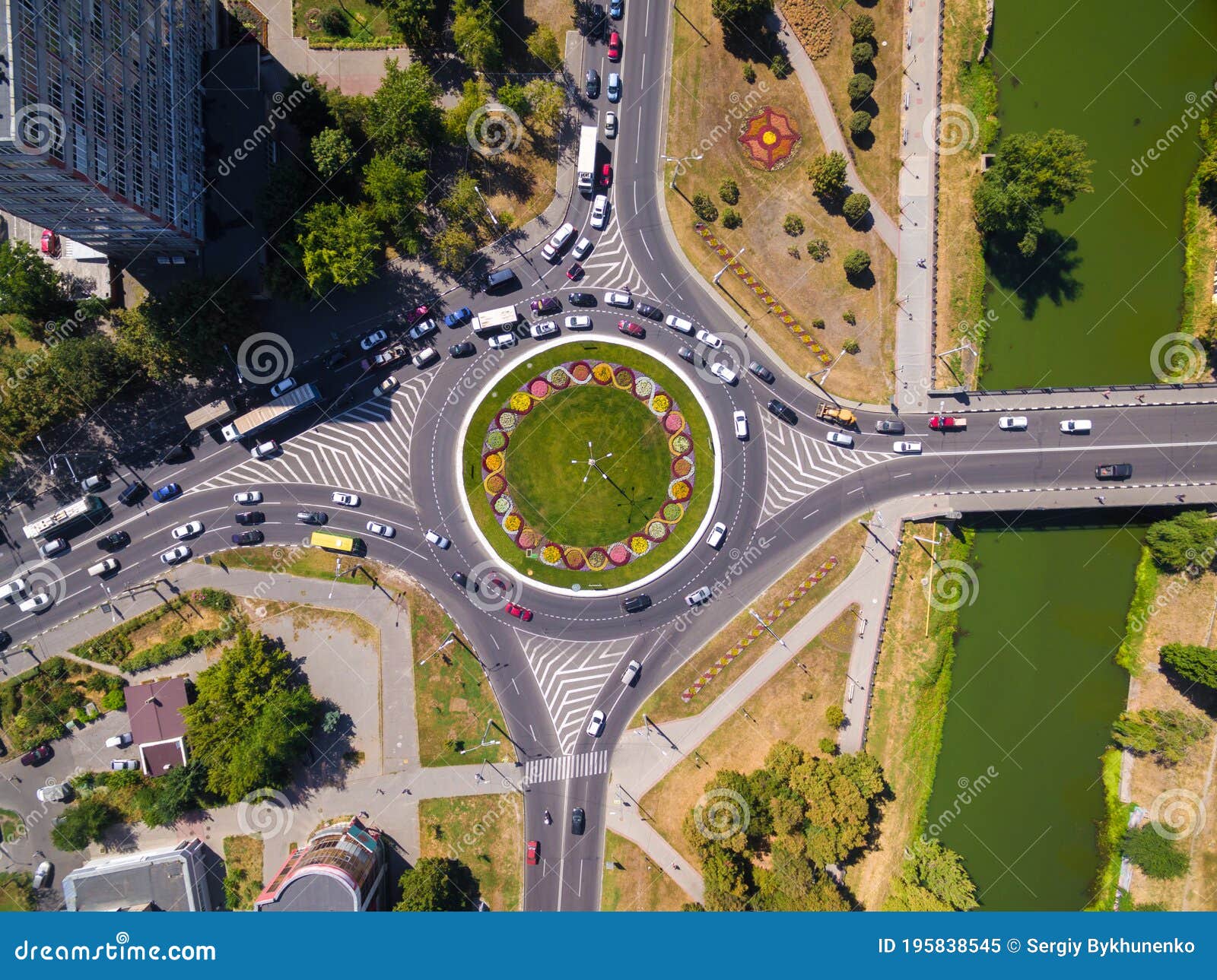 day aerial view to crossroads roundabout, kharkiv