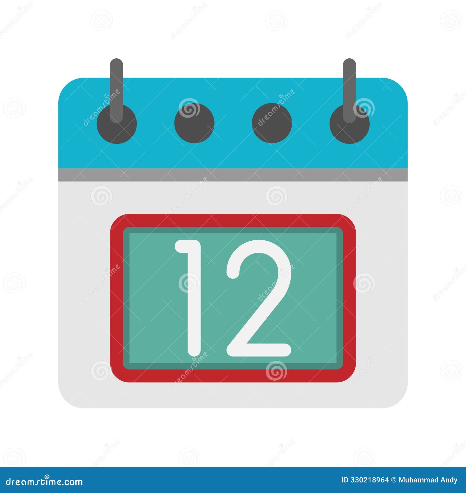 day calendar with 12st date flat icon. can be used for website, ui and mobile app