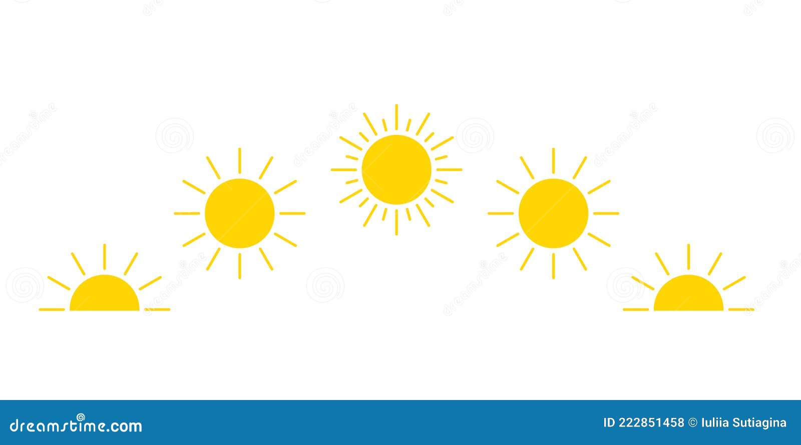 day cycle and movement path sun icon, sunshine, sunrise or sunset. decorative circle full and half sun and sunlight. hot