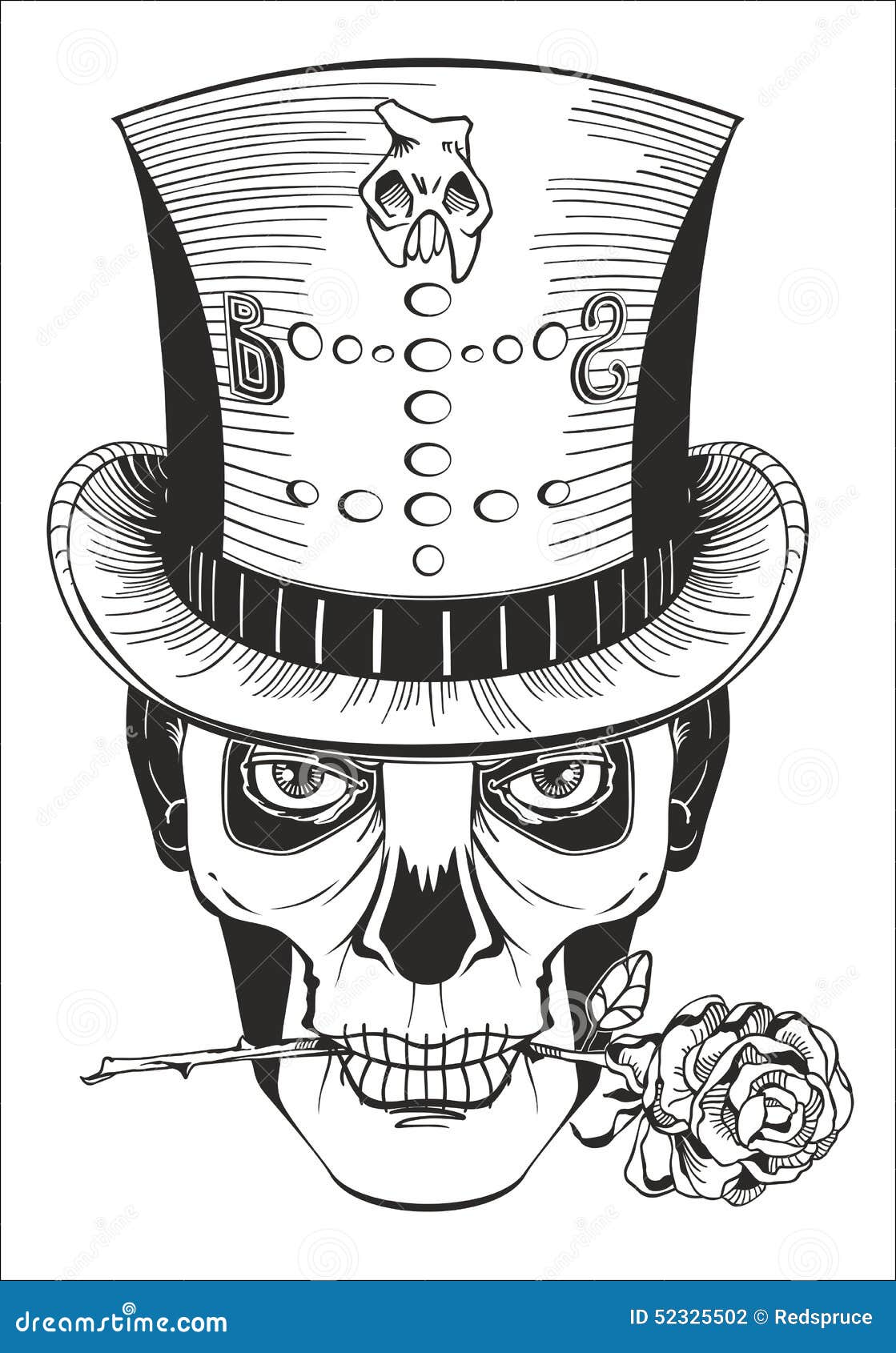Day Of The Dead, Baron Samedi Drawing Stock Vector - Illustration of
