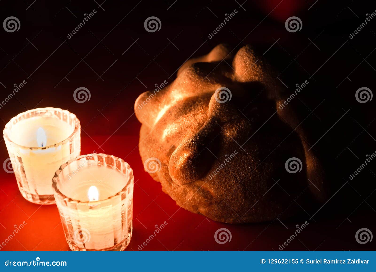 bread and candles - pan de muerto - ofrenda dia de muertos