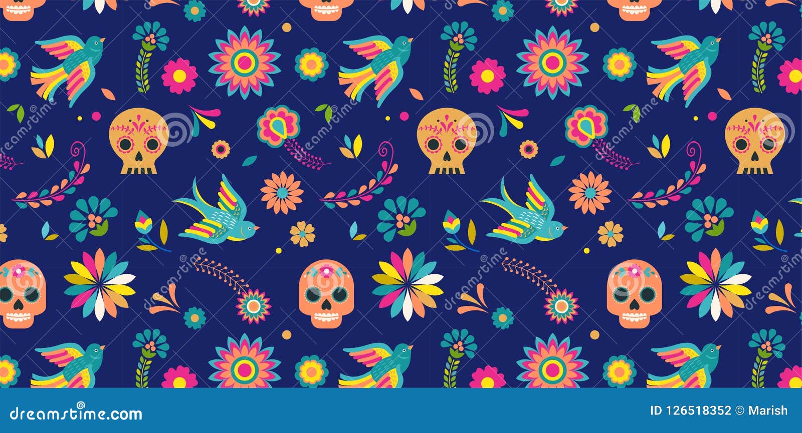 Dia De Los Muertos Pattern Stock Illustrations – 1,921 Dia De Los Muertos  Pattern Stock Illustrations, Vectors & Clipart - Dreamstime