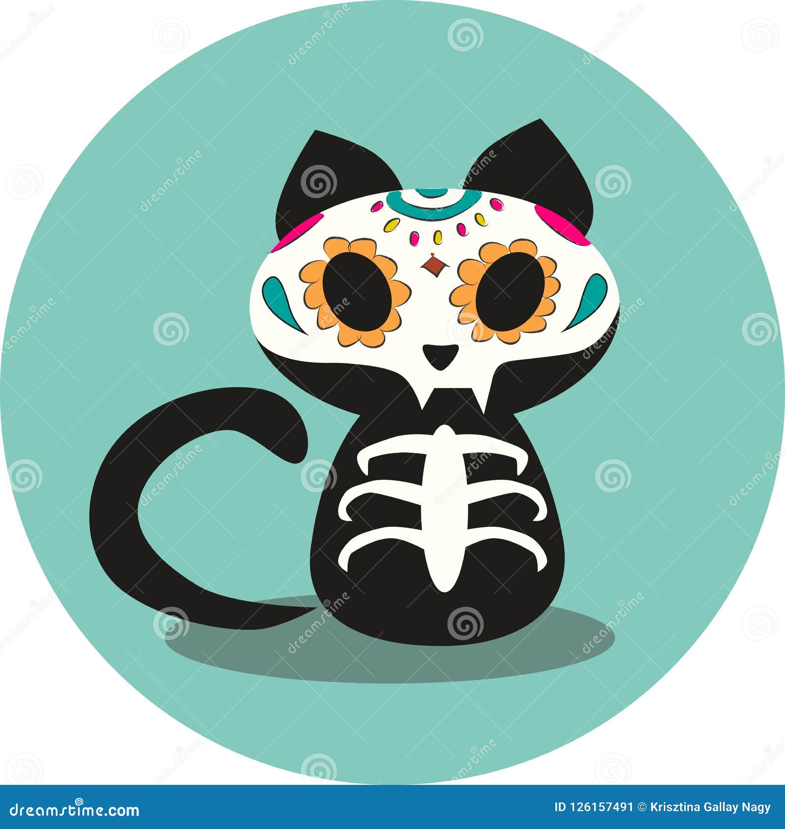 Set Of 2 Dia de Los Muertos Gato Day Of The Dead Kitty Cat Label Pins Geocoin 