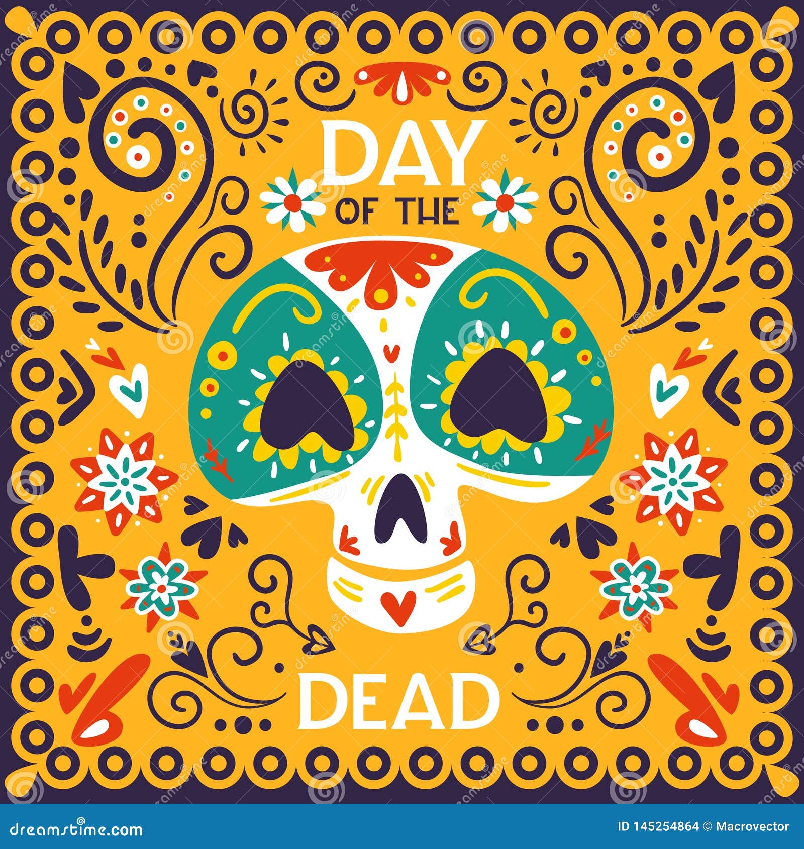 Day Dead Mexico Poster stock vector. Illustration of invitation - 145254864