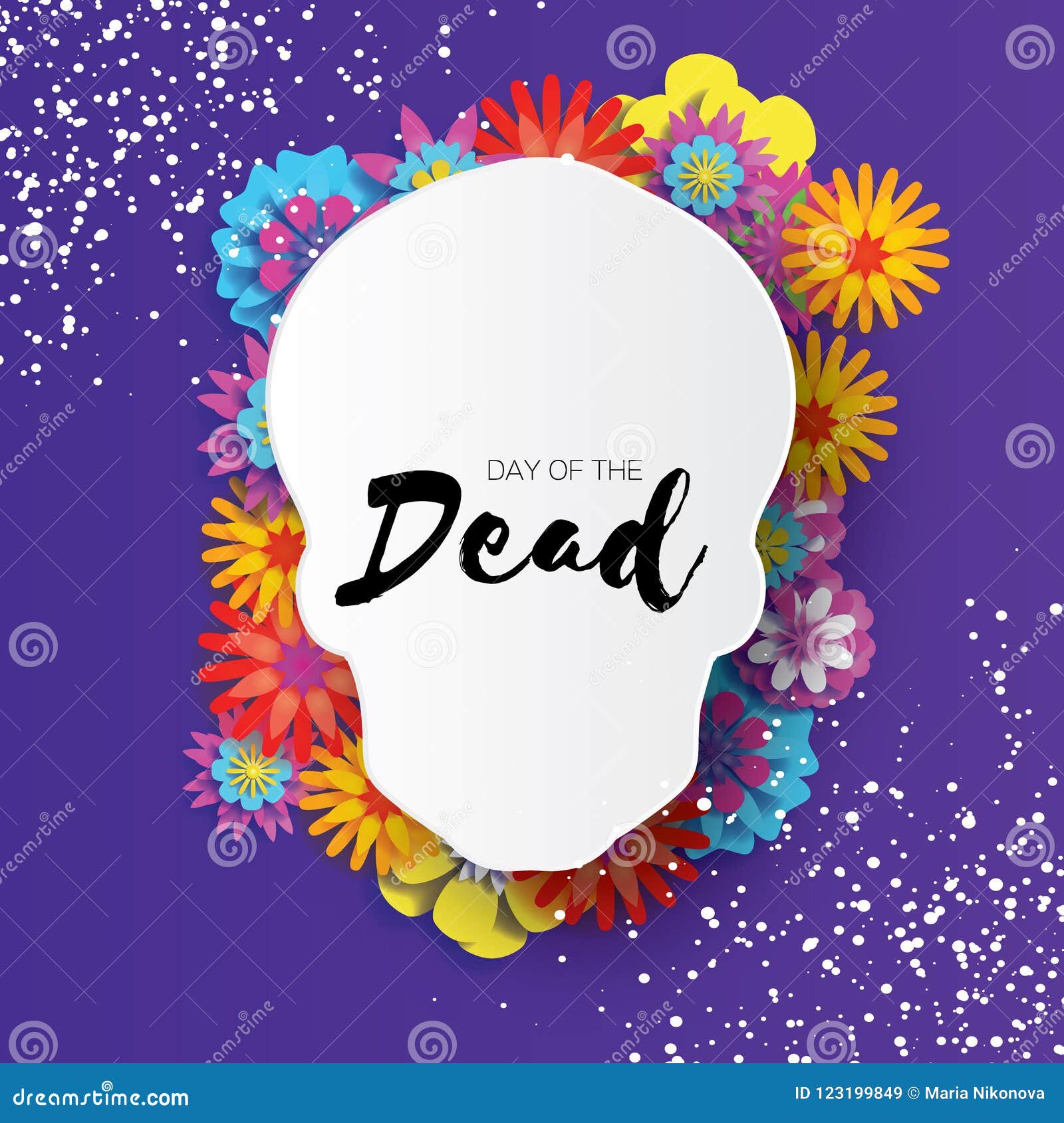 Day of the Dead. Paper Cut Skull Frame for Text. Mexican Celebration. Dia  De Muertos on Purple Stock Vector - Illustration of muertos, cempasuchil:  123199849
