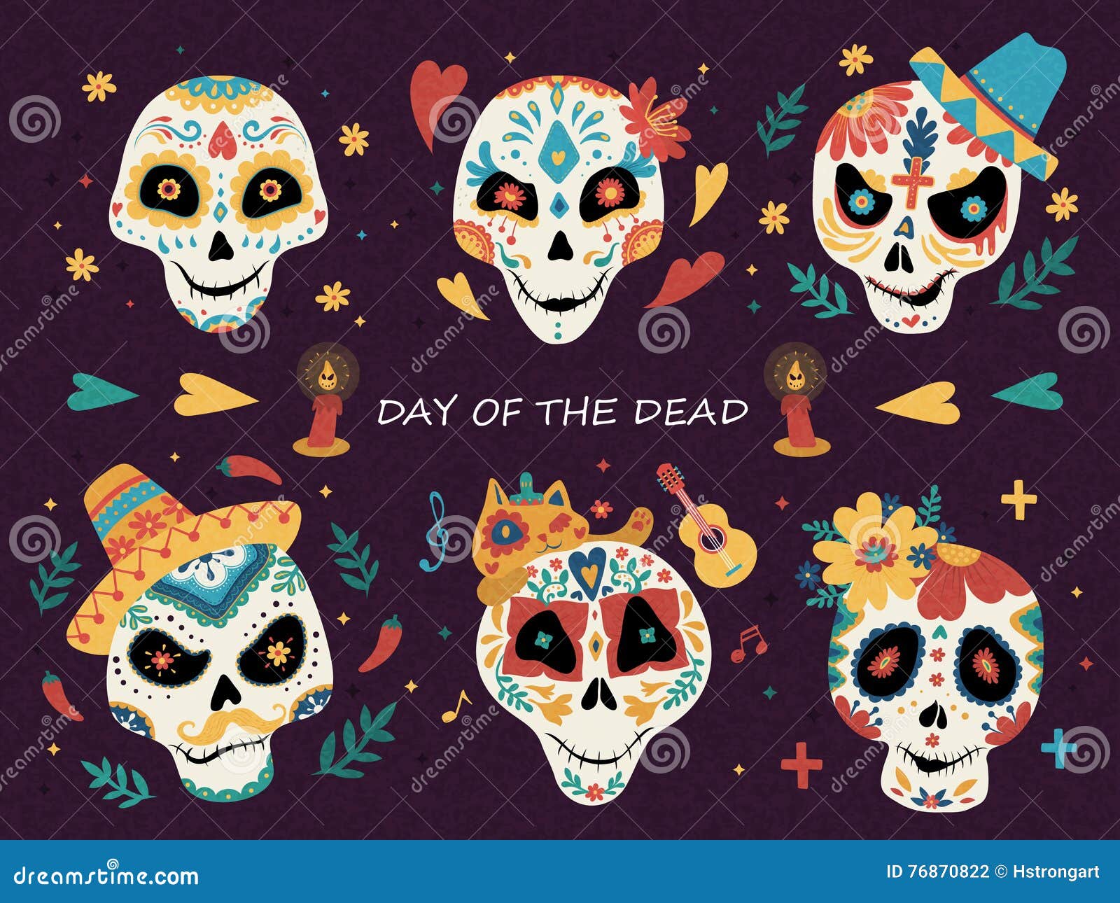 Day Of The Dead Poster With Traditional Cempasuchil Flowers Used For