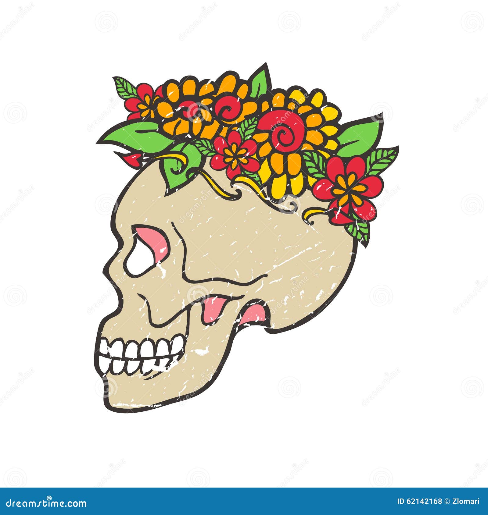 Day of Dead Skull with Marigold Stock Vector - Illustration of ornament ...